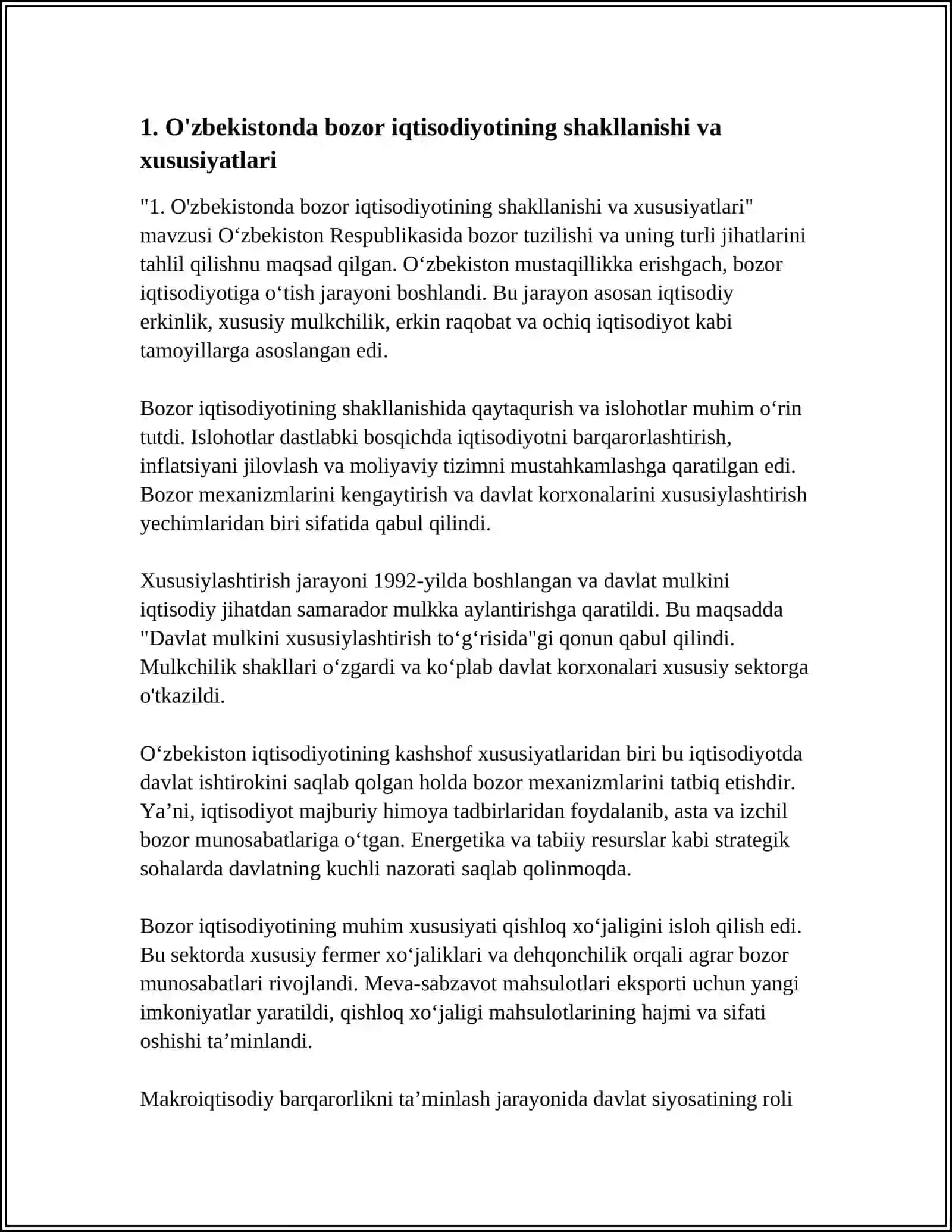 O'ZBEKISTON RESPUBLIKASIDA BOZOR TUZILISHI VA UNING TURLARI 4