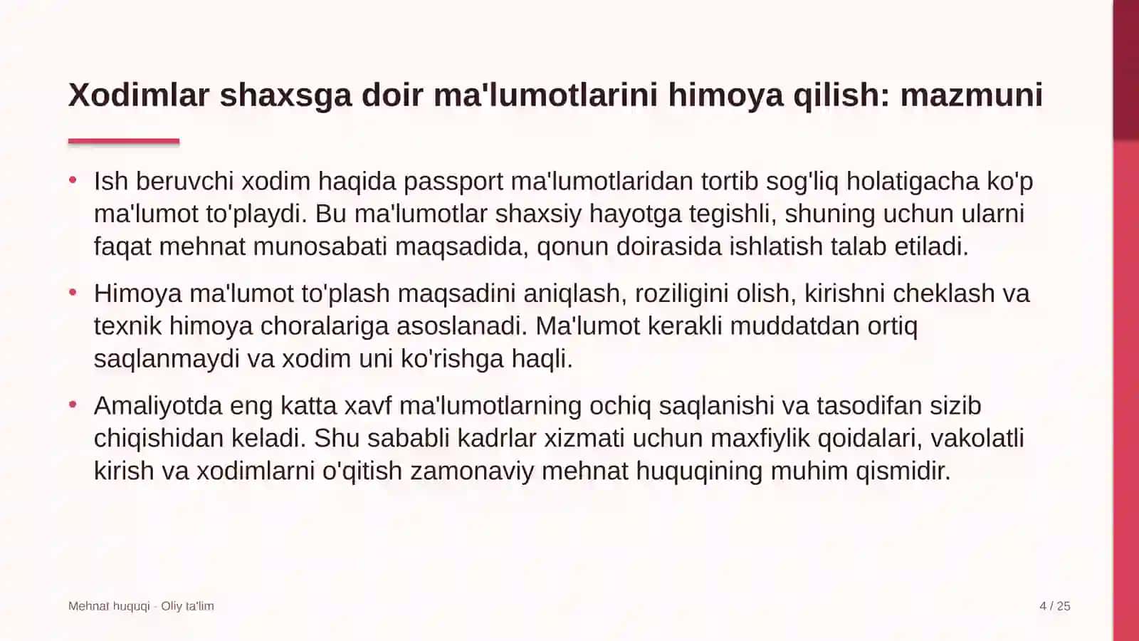geoaxborot tizimlarida xodimlarning shaxsga doir ma'lumotlarini himoya qilish 9517 4