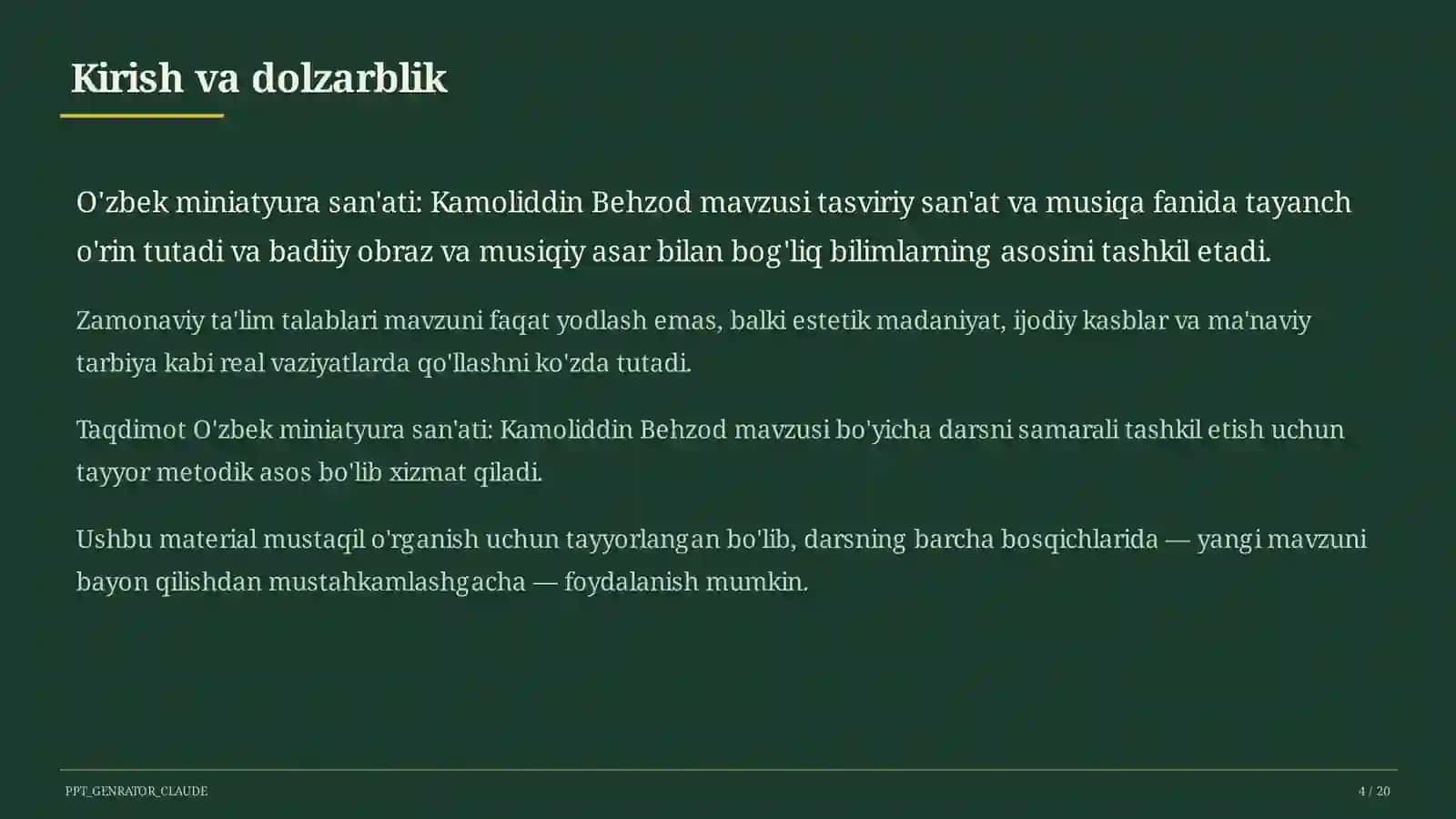 O'zbek miniatyura san'ati: Kamoliddin Behzod (5-sinf) 4