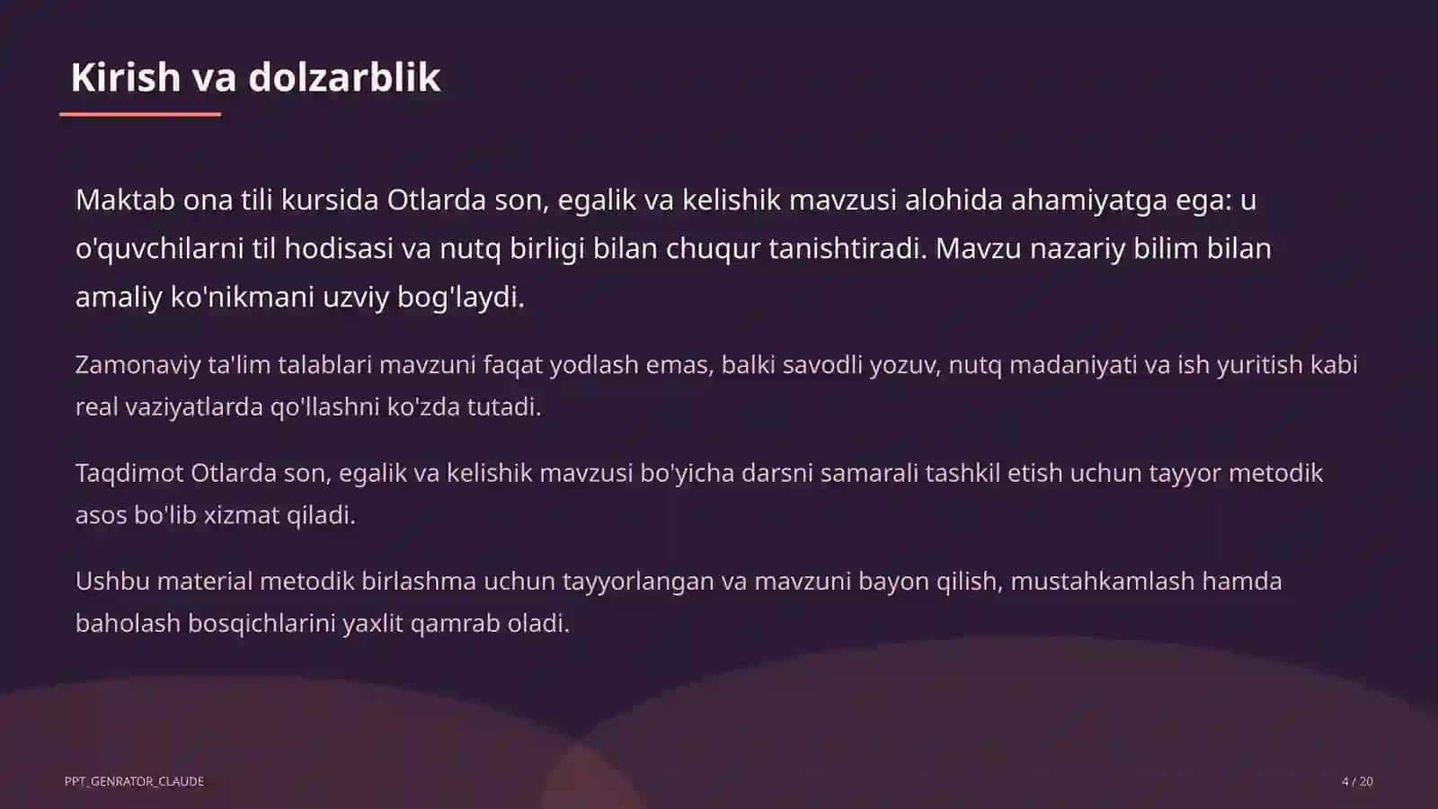 Otlarda son, egalik va kelishik (6-sinf) 4