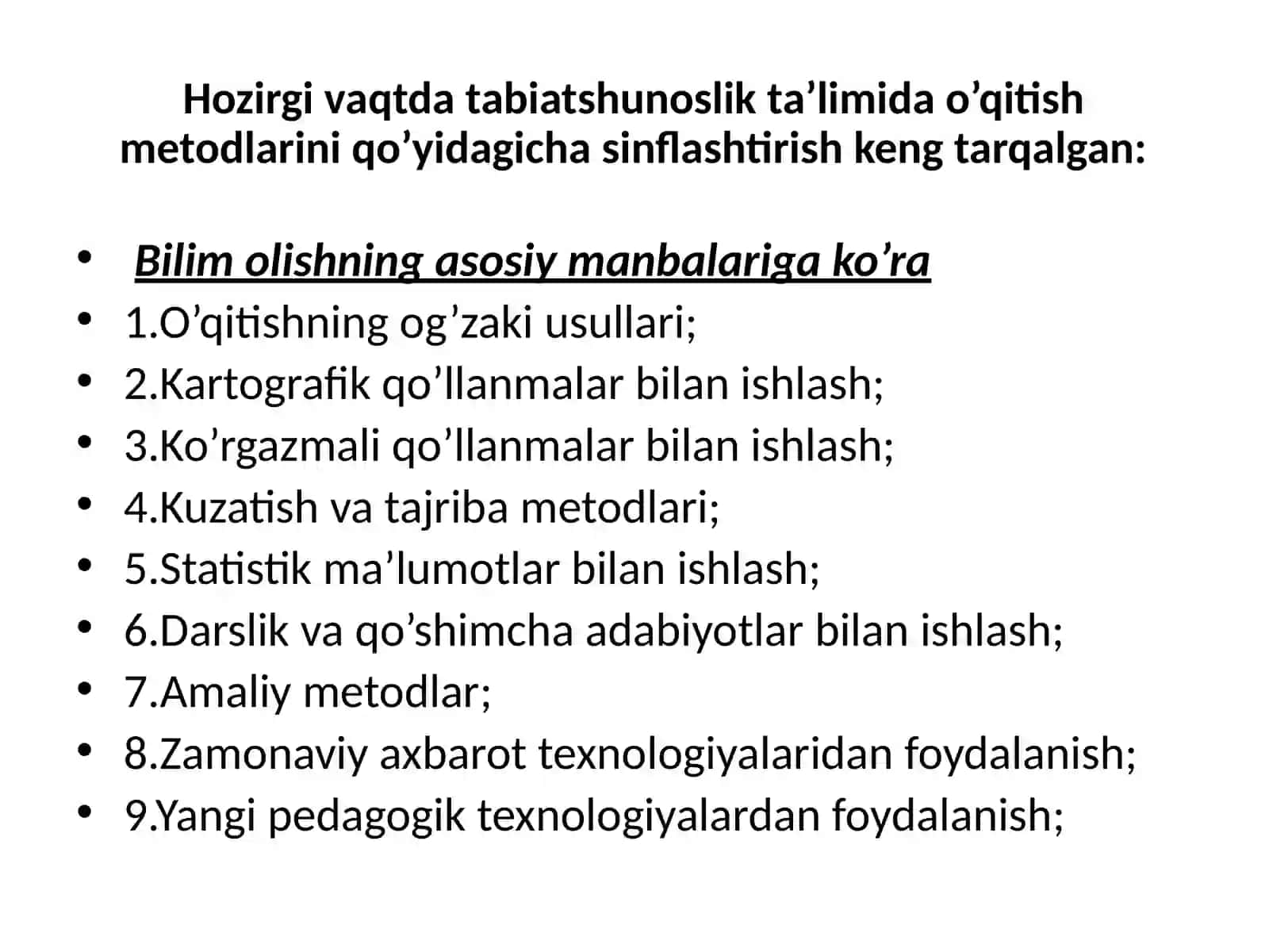 Tabiiy fanlarni o'qitish metodlari 4