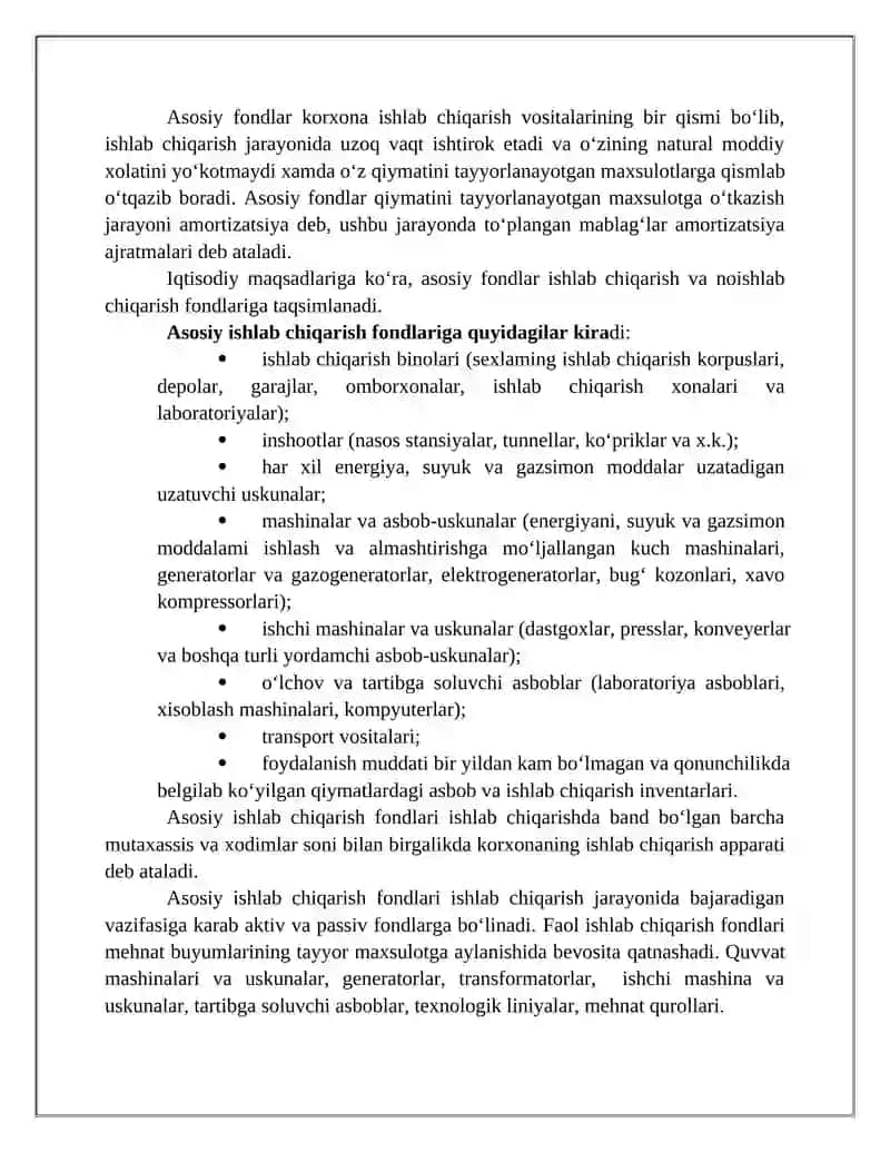 Korxonaning asosiy fondlari va ishlab chiqarish quvvatlari 4
