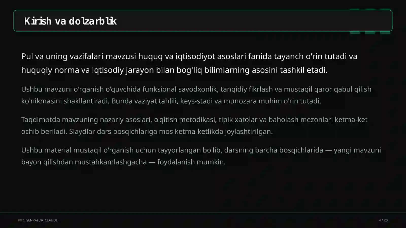 Pul va uning vazifalari (9-sinf) 4
