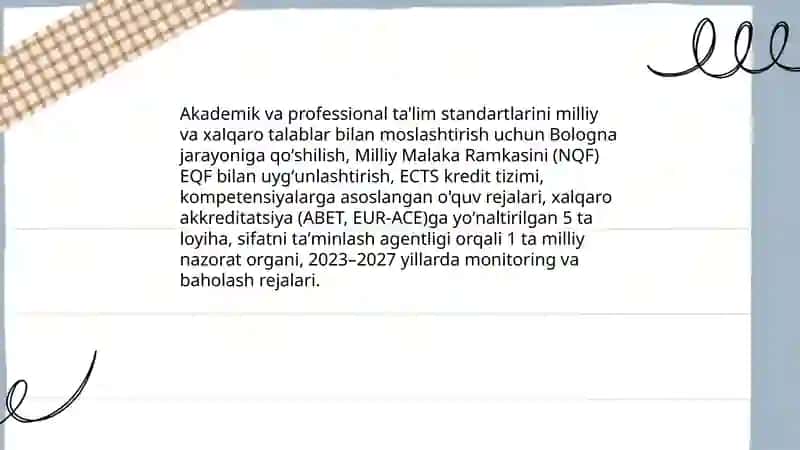 Oʻzbekiston Respublikaida Oliy taʼlim va undan keyingi taʼlimning takomillashtirilishi 4