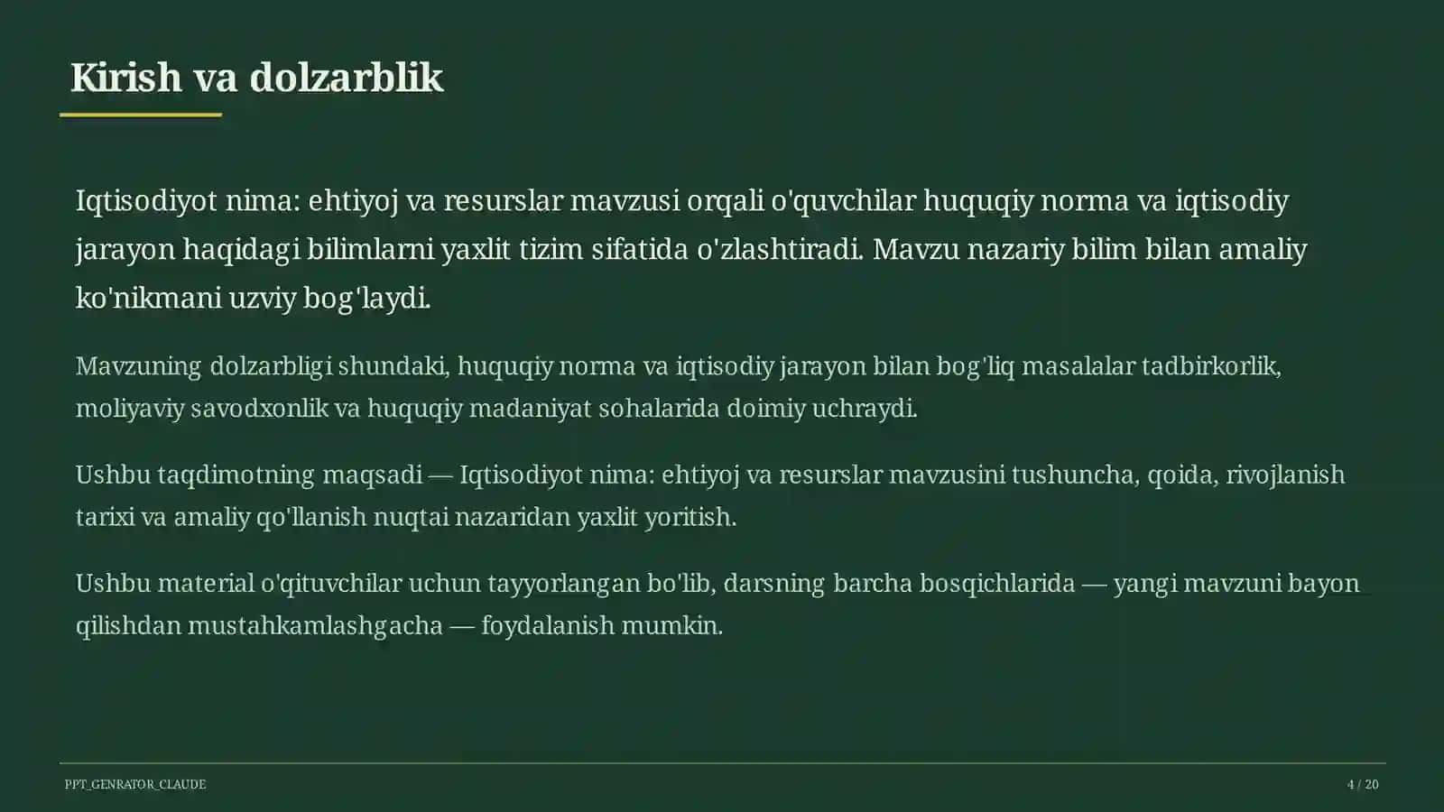 Iqtisodiyot nima: ehtiyoj va resurslar (9-sinf) 4