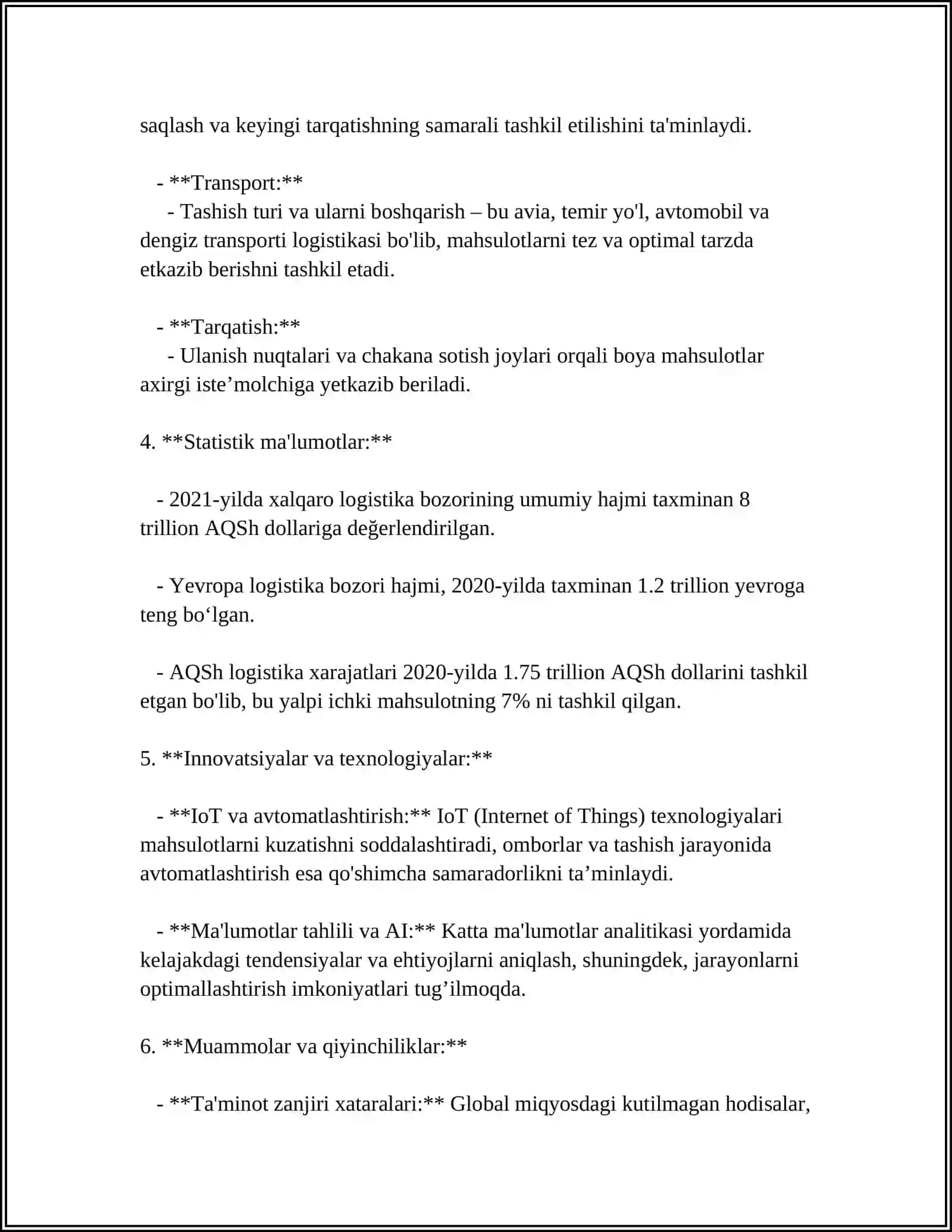LOGISTIK ZANJIRLAR VA OPERATSIYALAR 4