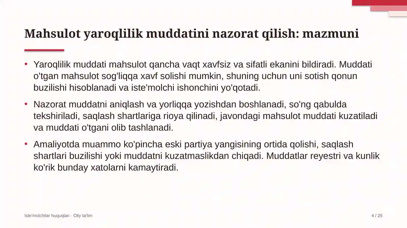 poyabzal ta'mirlash ustaxonalarida mahsulotning yaroqlilik muddatini nazorat qilish 4372 4
