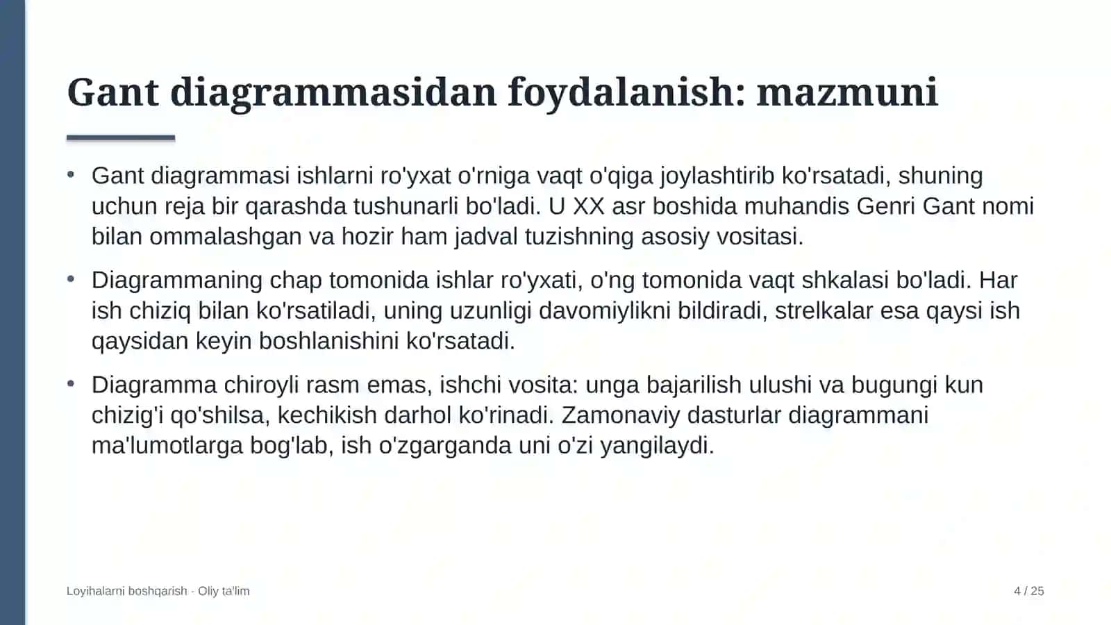 Xususiy klinikalarda Gant diagrammasidan foydalanish 4