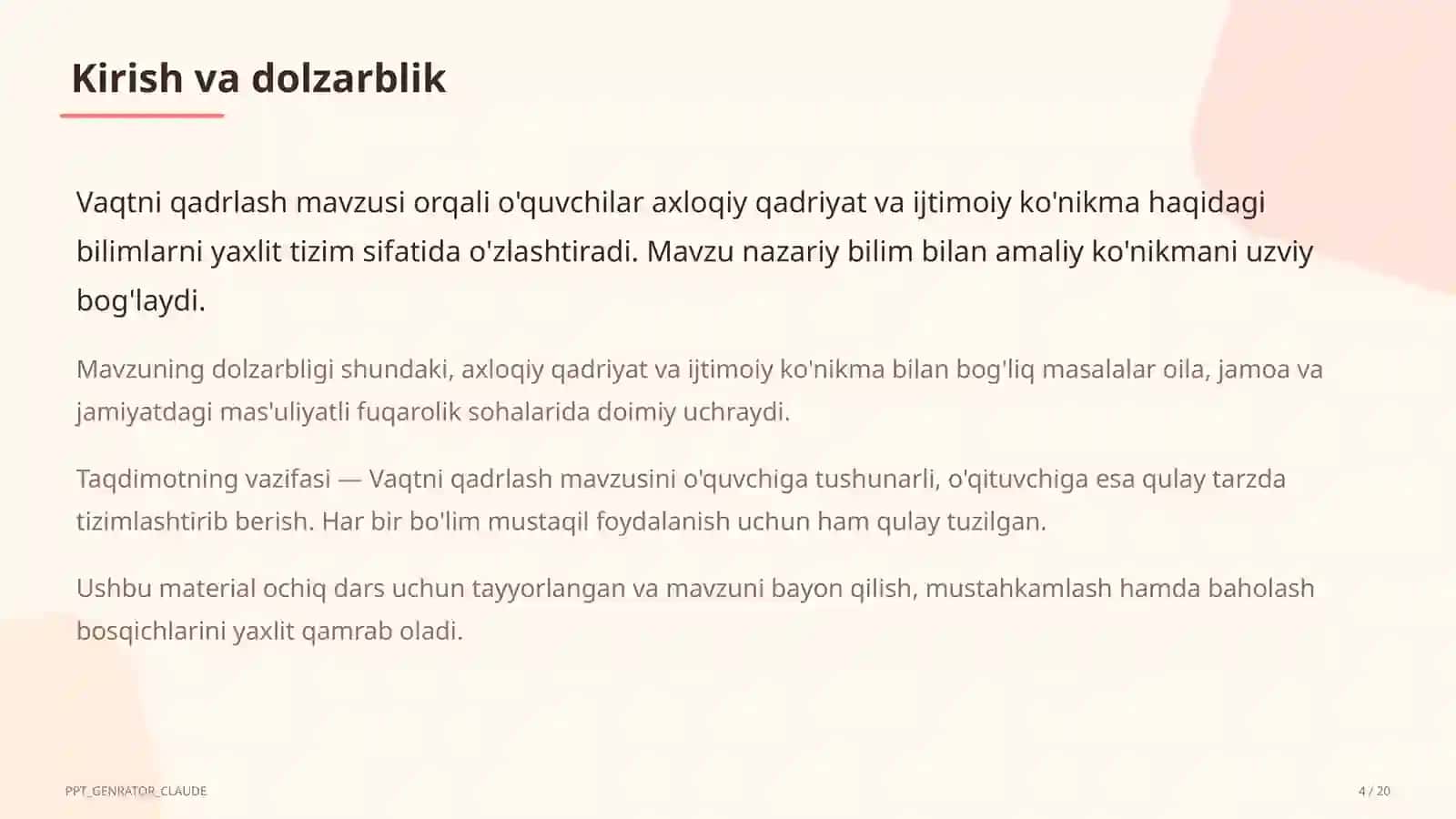 Vaqtni qadrlash (4-sinf) 4