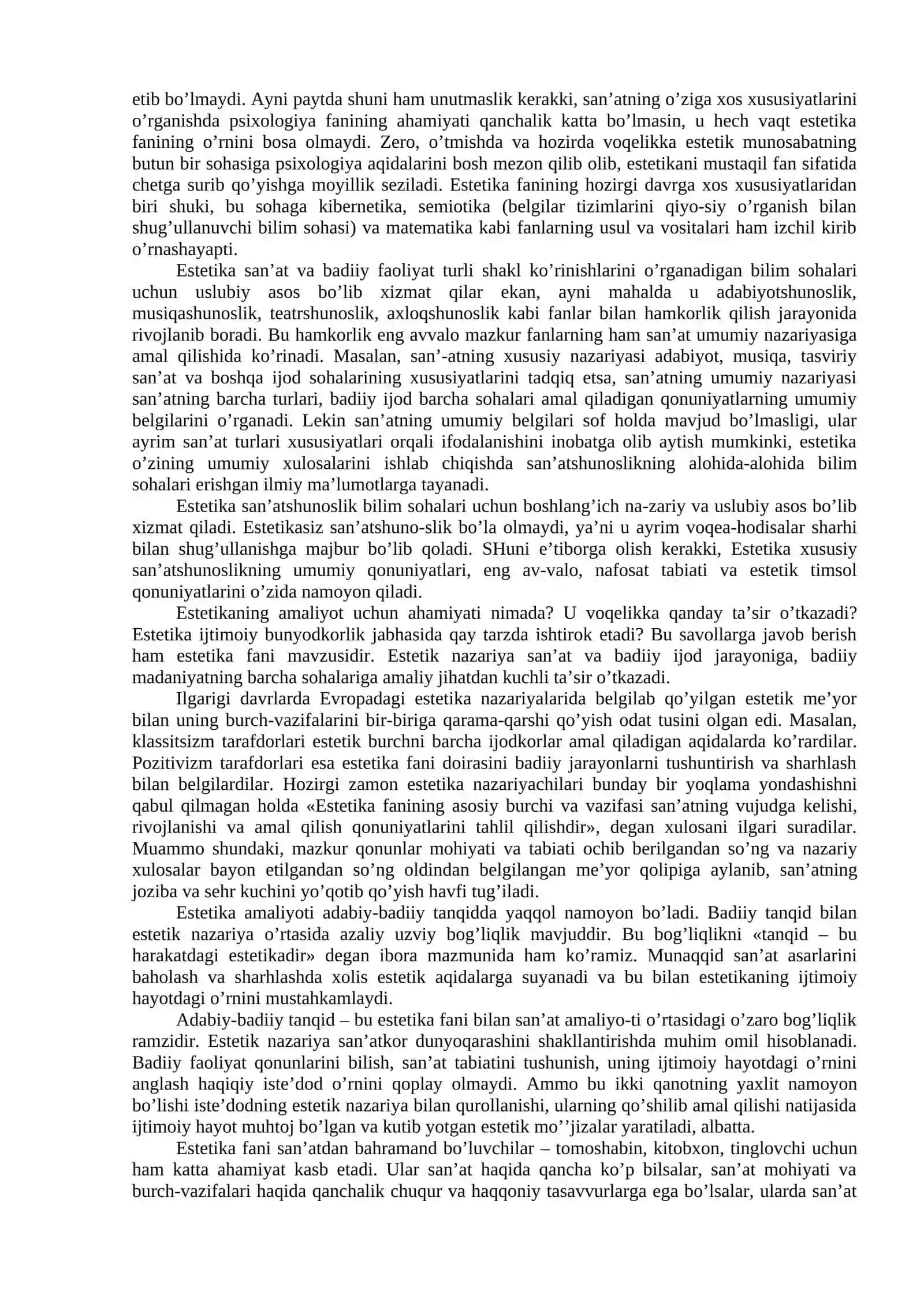 Nafosat falsafasi (Estetika) 4