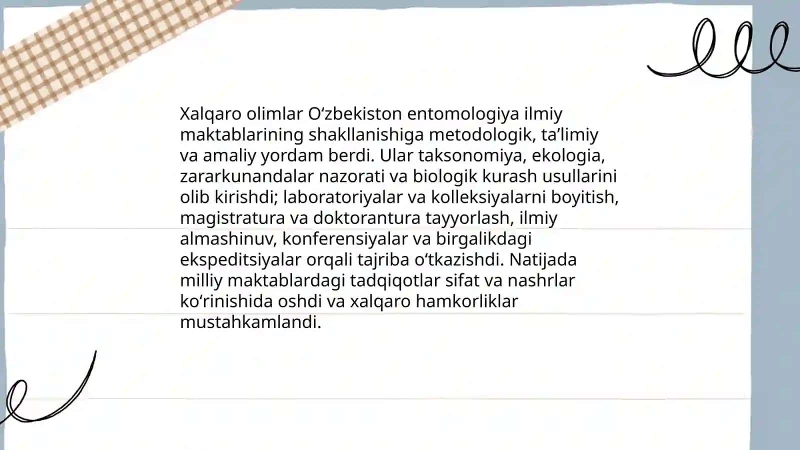 Entamalogiya fanining rivojlanishida oʻzbek va xorijiy olimlarning xissalari 4