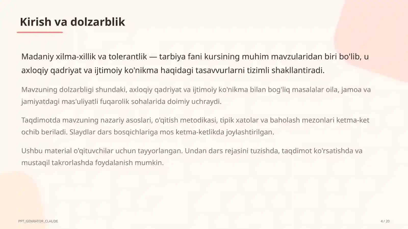 Madaniy xilma-xillik va tolerantlik (11-sinf) 4