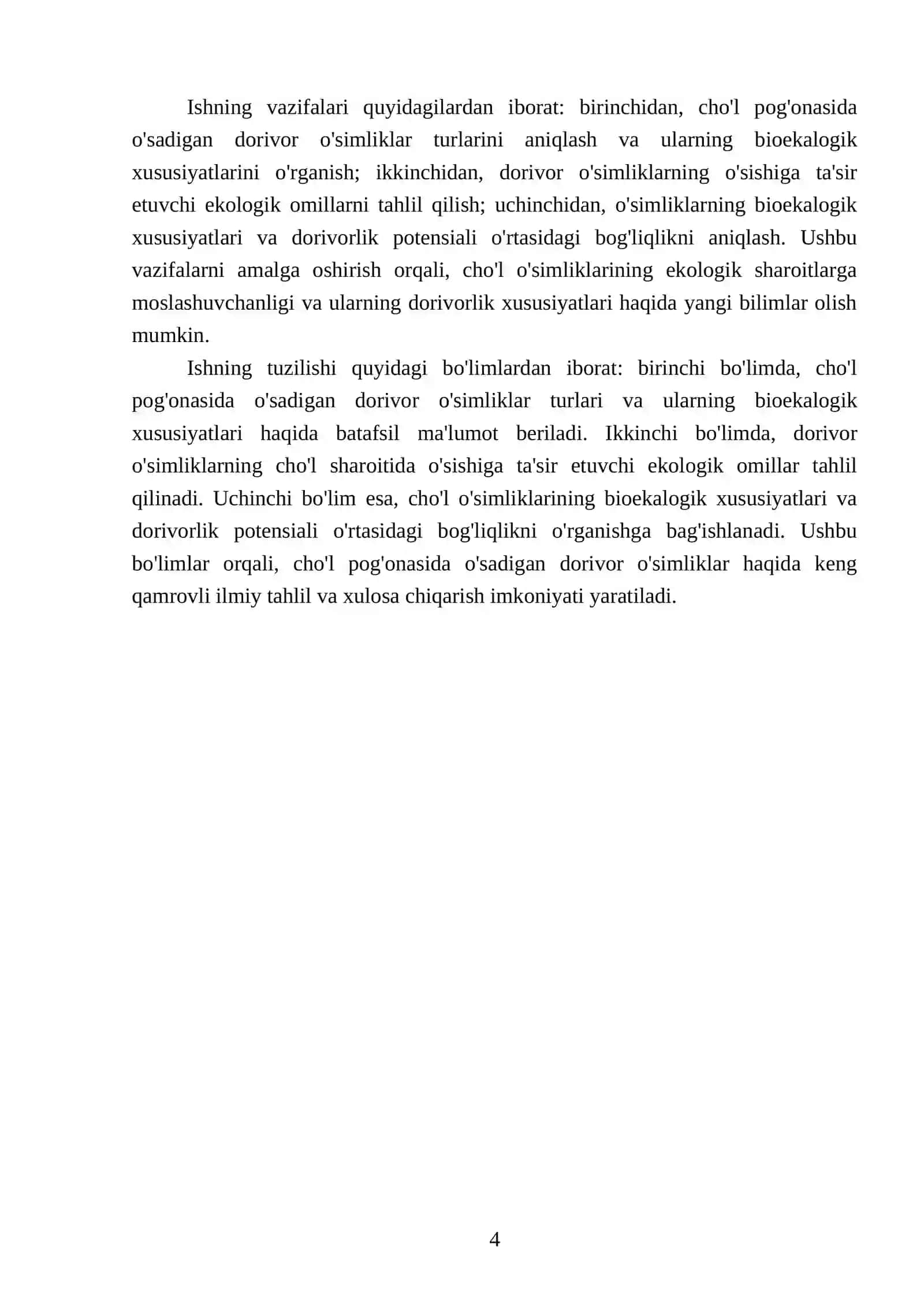 Cho'l pog'onasida o'sadigan dorivor o'simliklarning bioekalogik xusuiyatlarini o'rganish 4