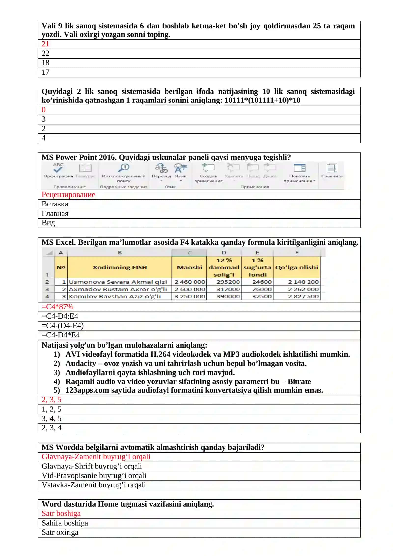 Attestatsiya YANGI NASHR informatika fanidan test javoblari bilan 4