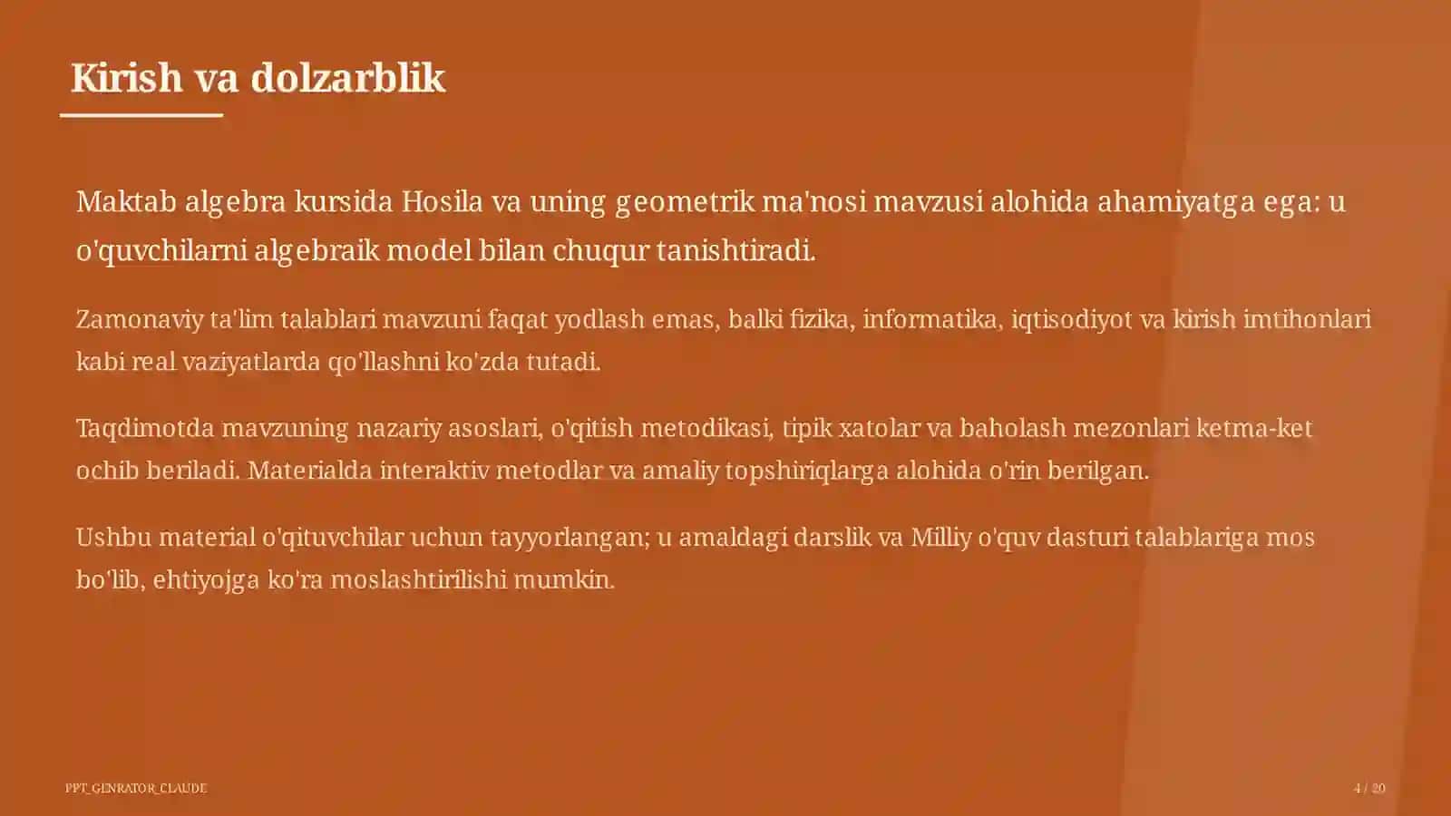 Hosila va uning geometrik ma'nosi (11-sinf) 4