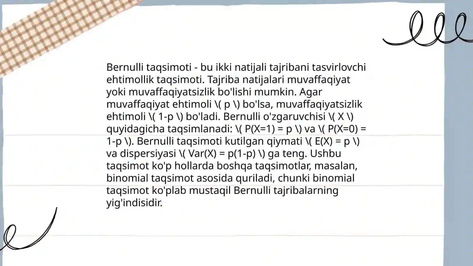 Bernulli va Chebishev teoremasi 4