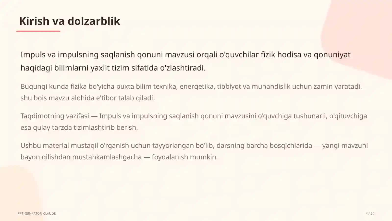 Impuls va impulsning saqlanish qonuni (9-sinf) 4