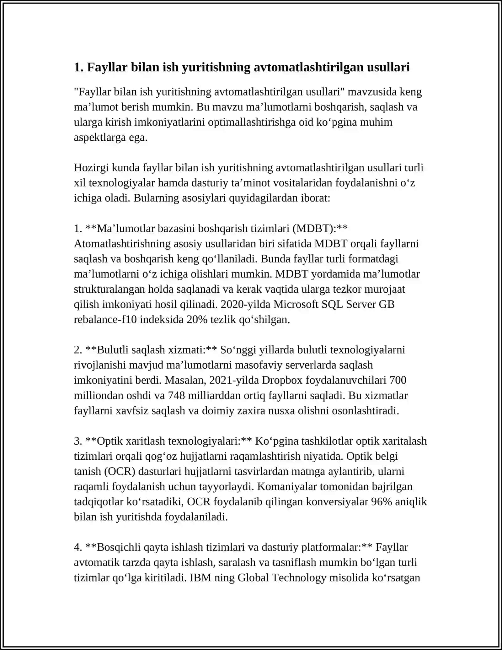 Fayllar bilan ish yuritishning avtomatlashtirilgan usullari 4