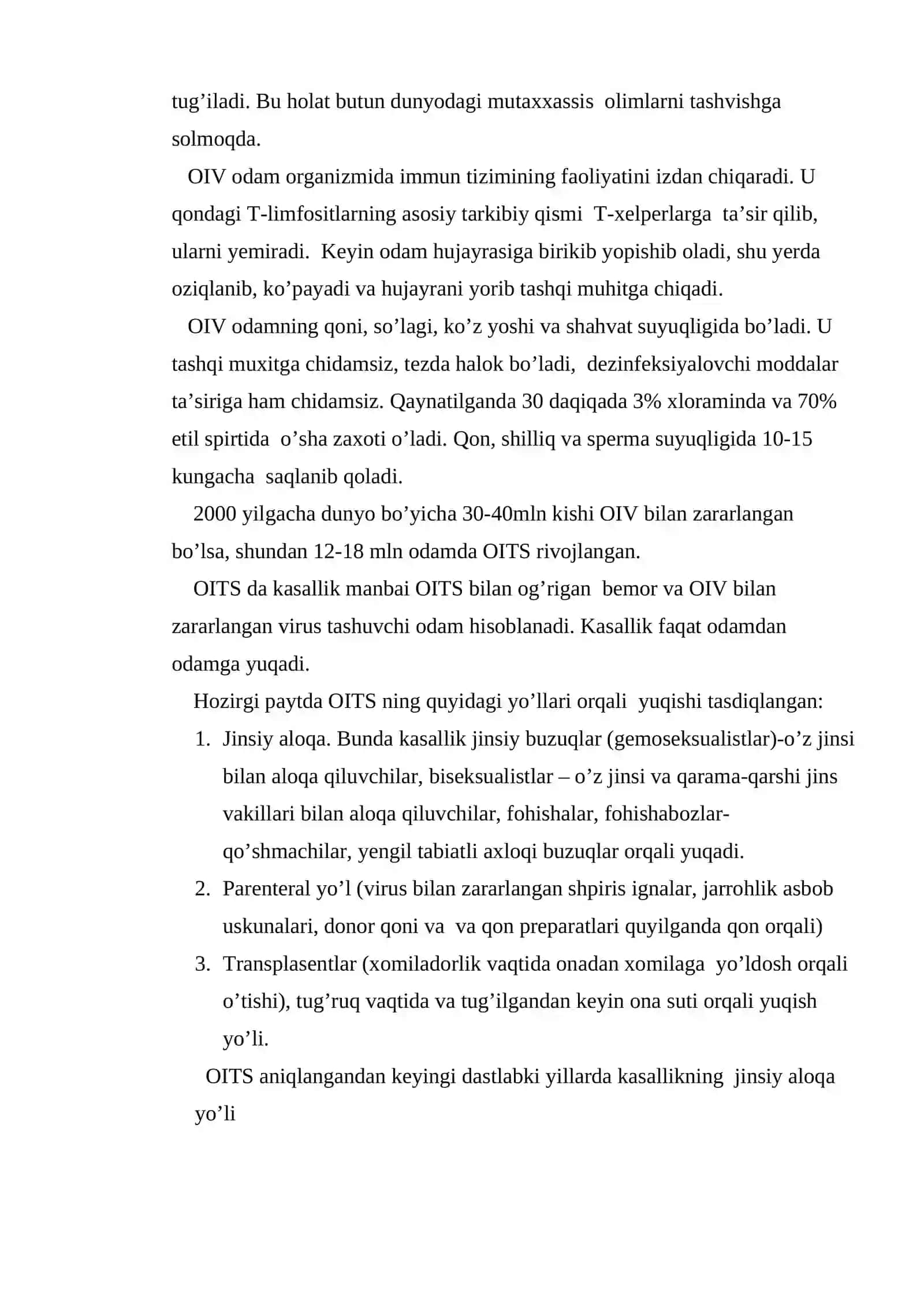 Orttirilgan immunitet tanqisligi sindromi (OITS) haqida ma’lumot 4