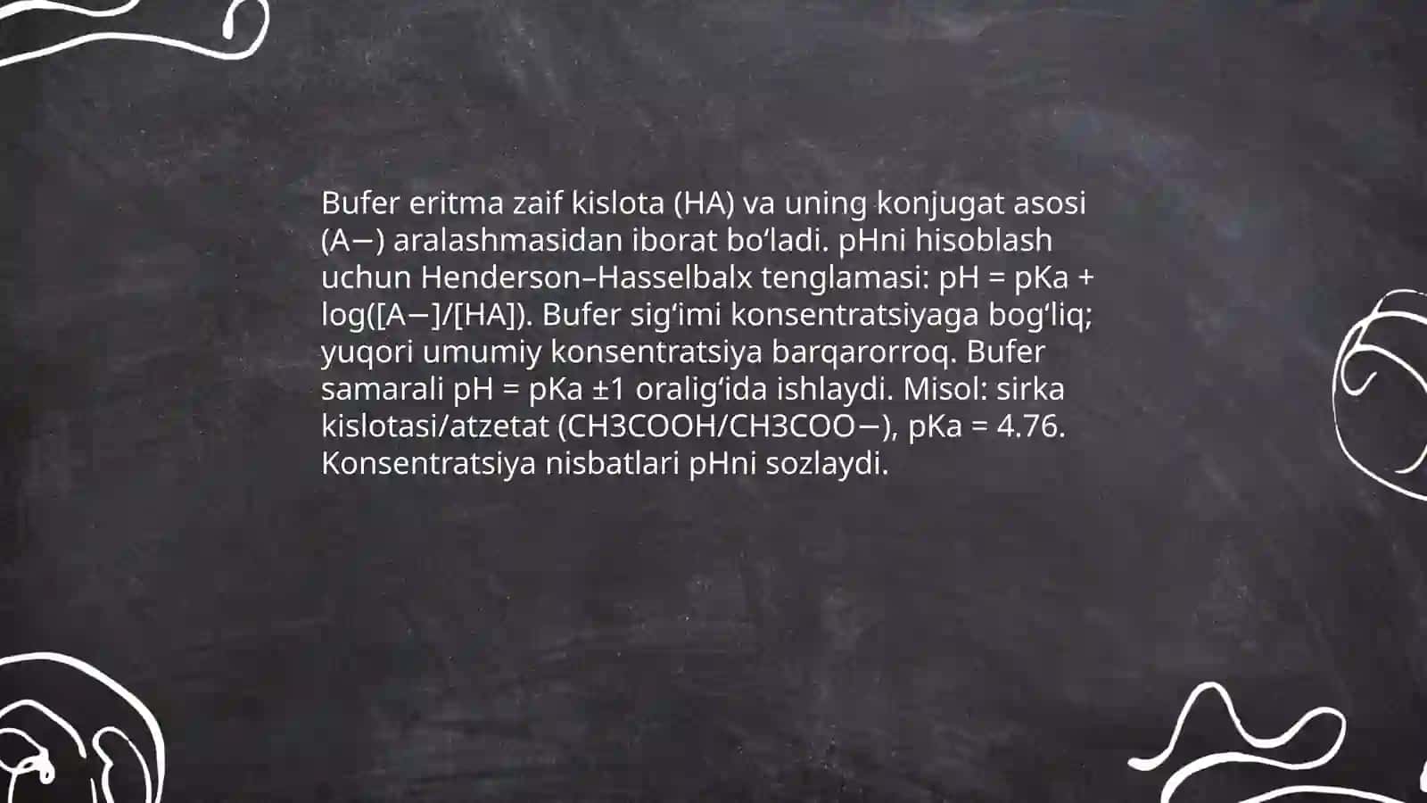 Bufer eritmalar tarkibi va ishlatilish sohalari 4
