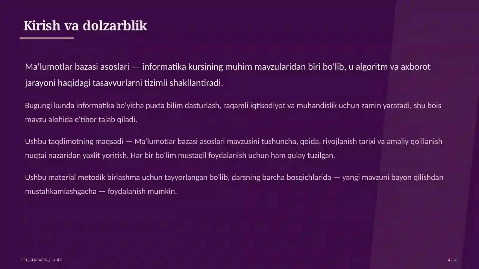 Ma'lumotlar bazasi asoslari (9-sinf) 4