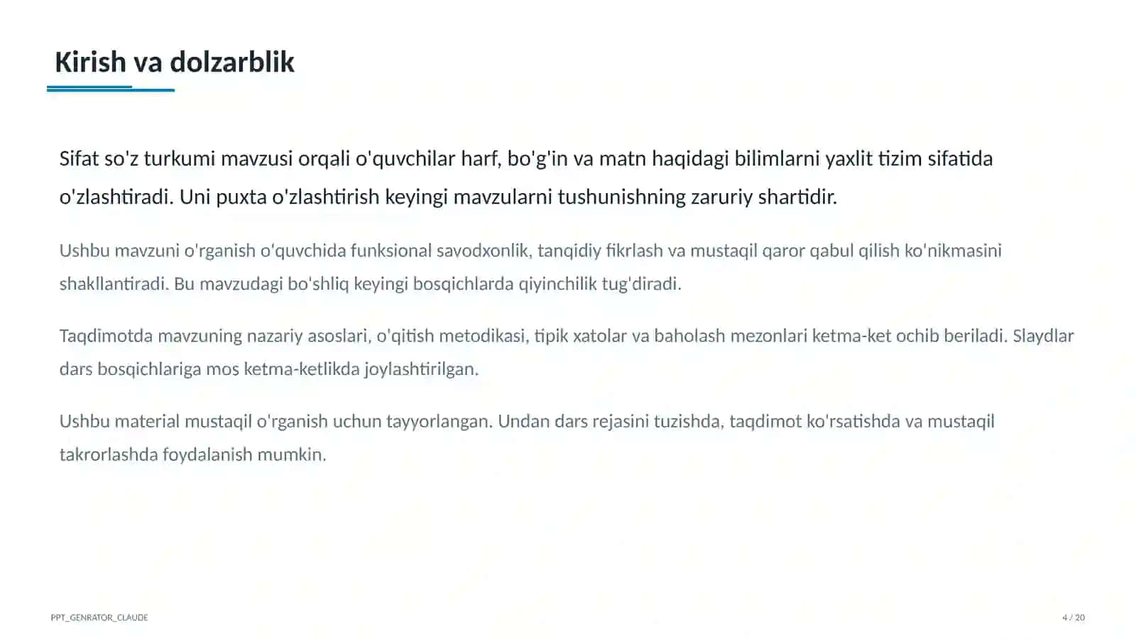 Sifat so'z turkumi (3-sinf) 4
