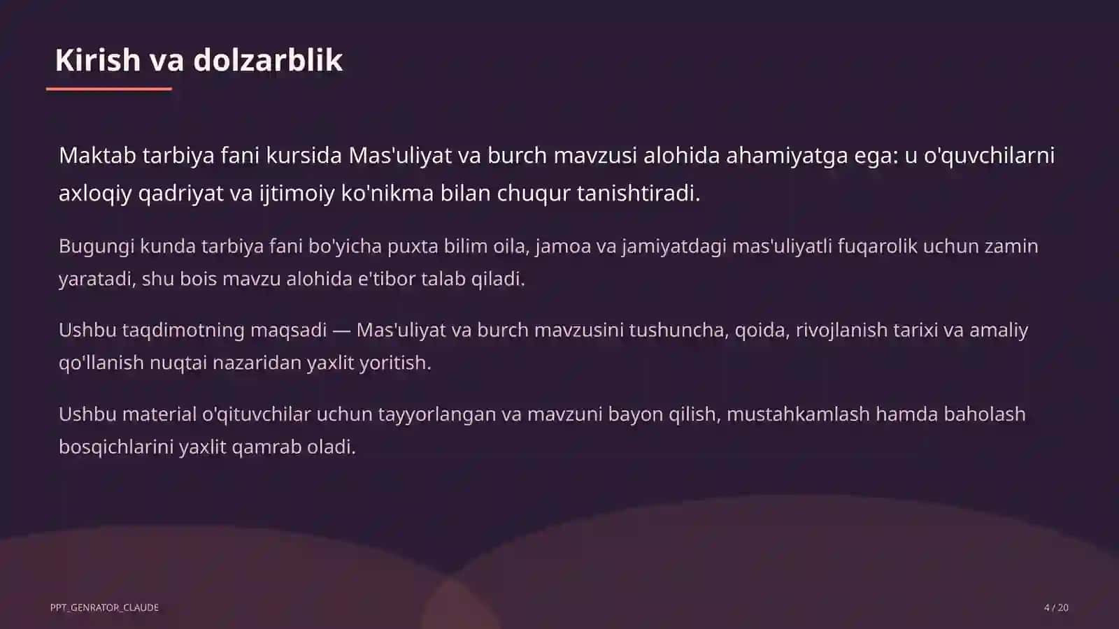 Mas'uliyat va burch (6-sinf) 4
