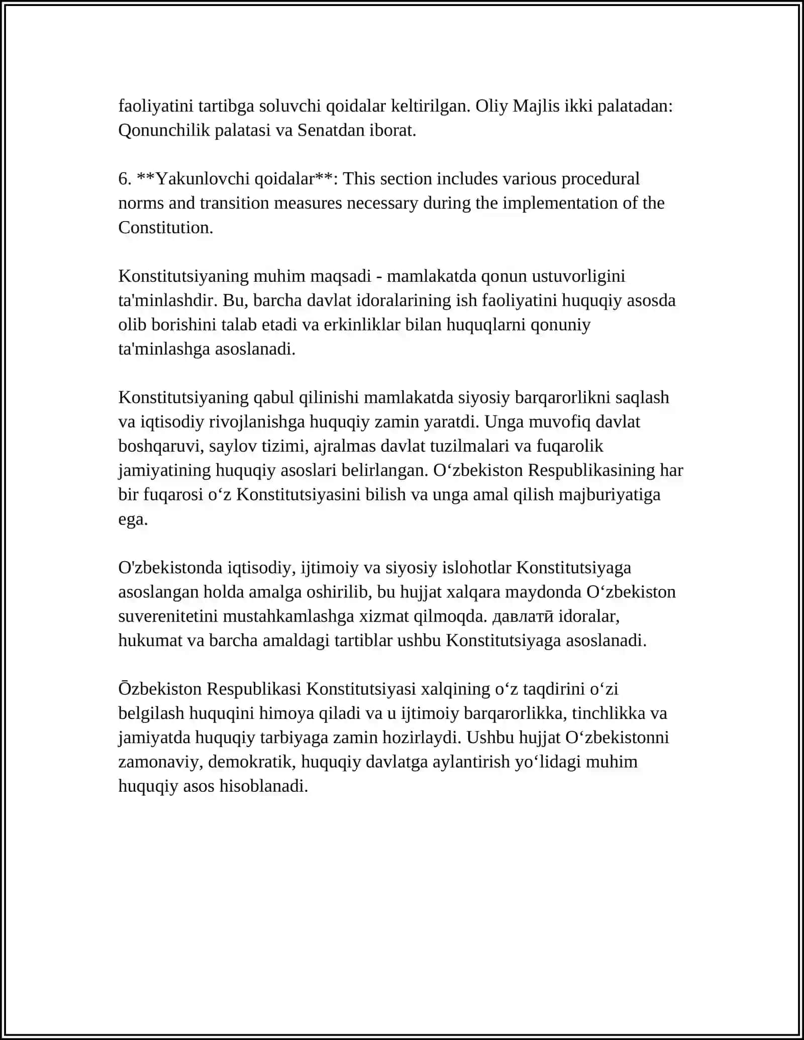 ŌZBEKISTON RESPUBLIKASI KONSTITUTSIYAVIY HUQUQ NORMALARI TUSHUNCHASI MANBALARI TIZIMI 4