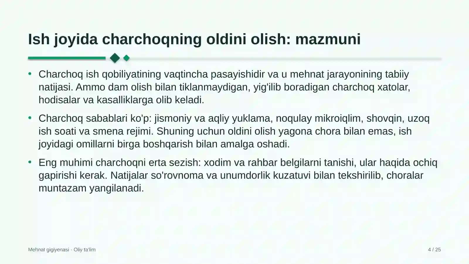 Yangiliklar saytlarida ish joyida charchoqning oldini olish 4