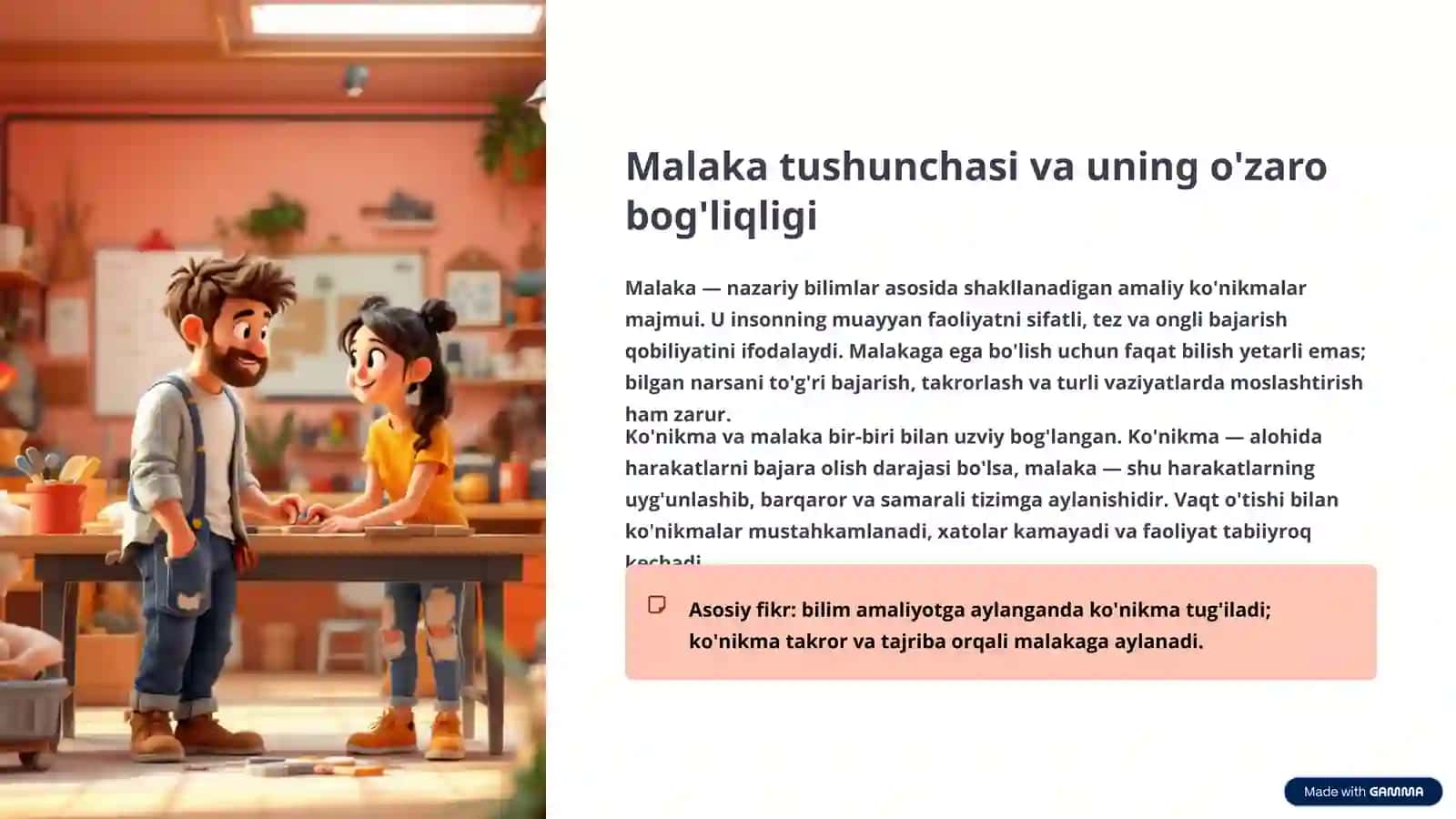 Faoliyatni o'zlashtirish va malakalarni egallash: Muvaffaqiyat sari yo'l mavzusida tayyor taqdimot 4