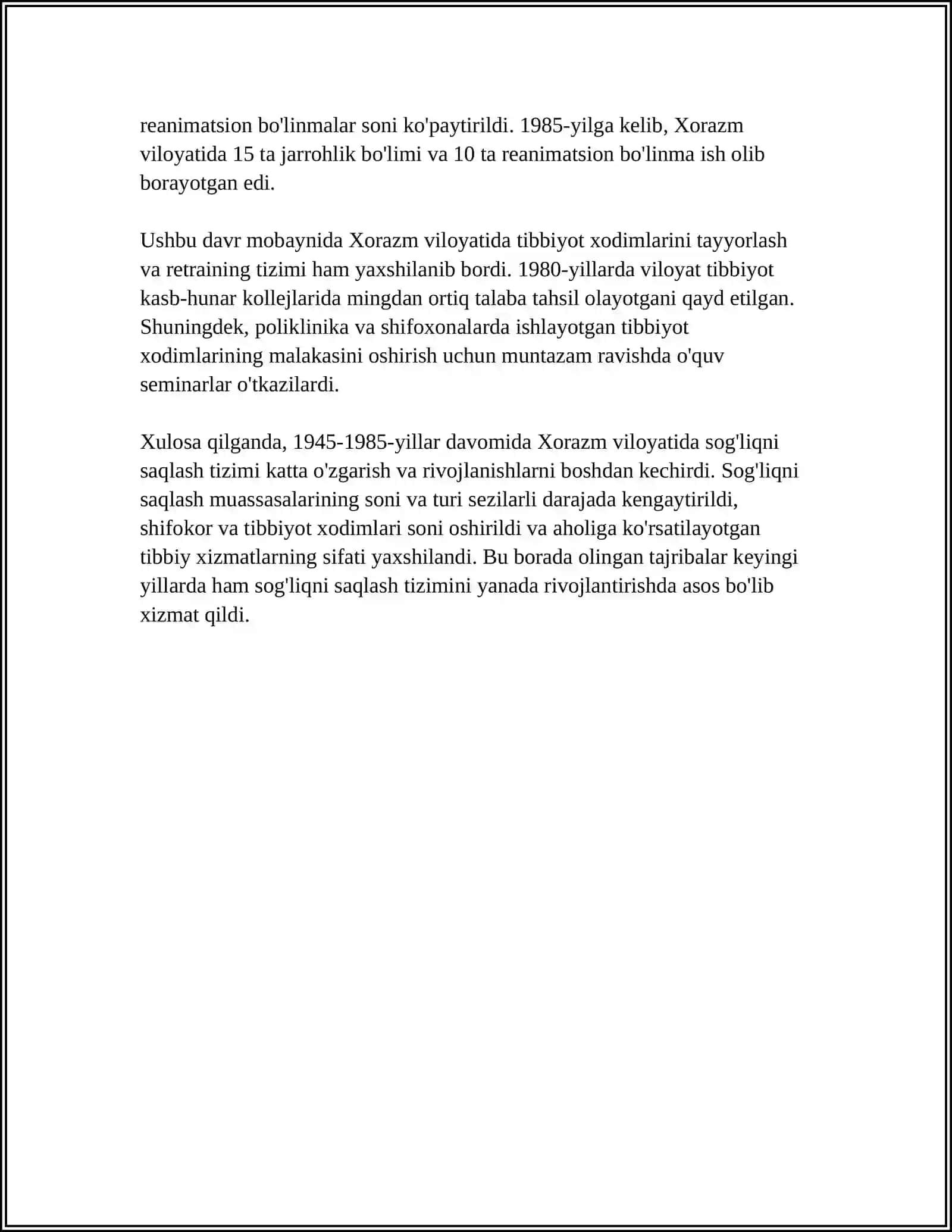 XORAZM VILOYATIDA 1945-1985-YILLARDA SOG'LIQNI SAQLASH TIZIMI 4