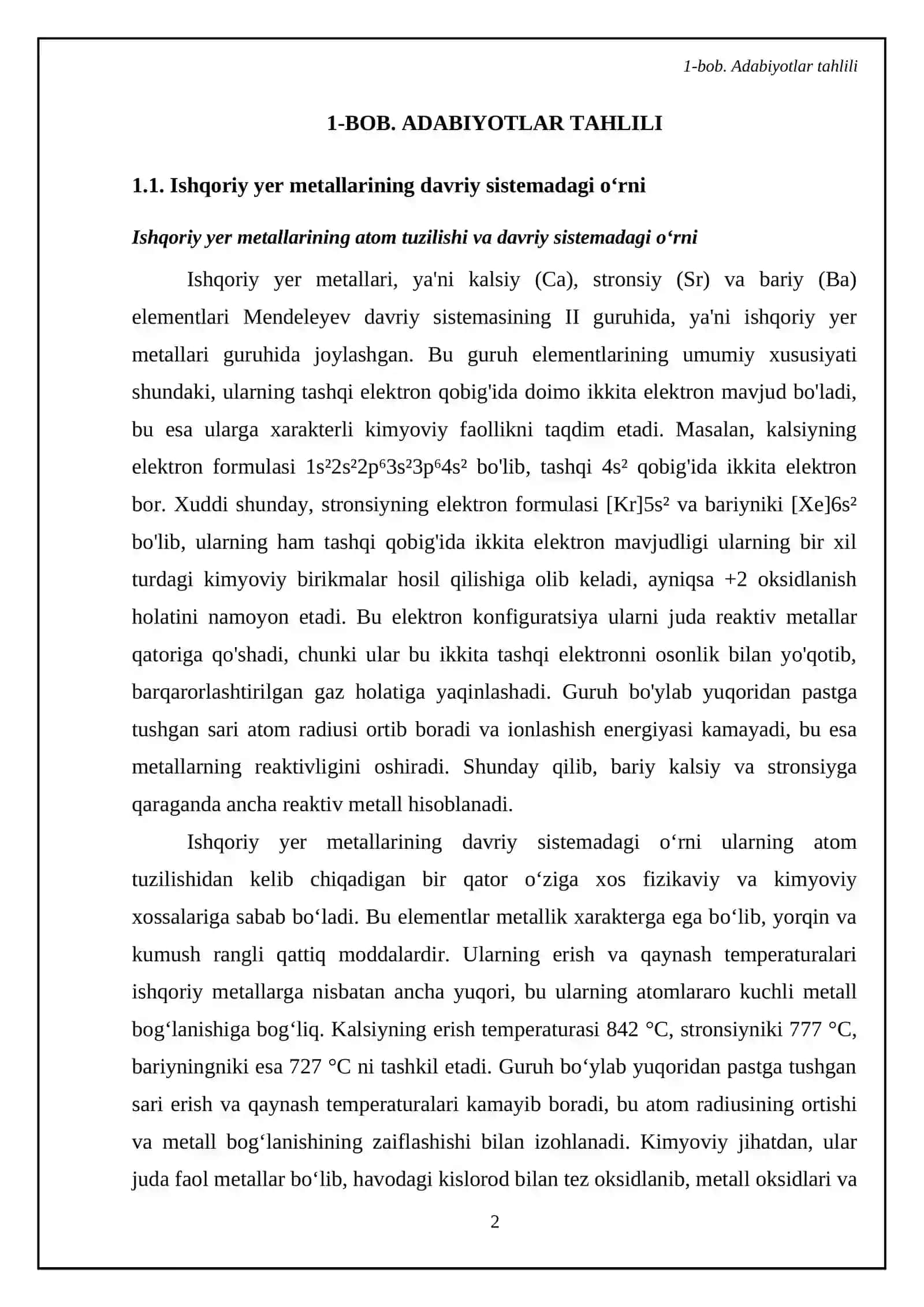 Ishqoriy yer metallar.Kalsiy stronsiy bariy atomlarning tuzilishi izotop tarkibi tabiatda tarqalishi.Fizikaviy va kimyoviy xossalari.Oksid va gidroksid xossalari.Suvning qattiqligi.Vaqtinchalik va doimiy qattiqlik 4