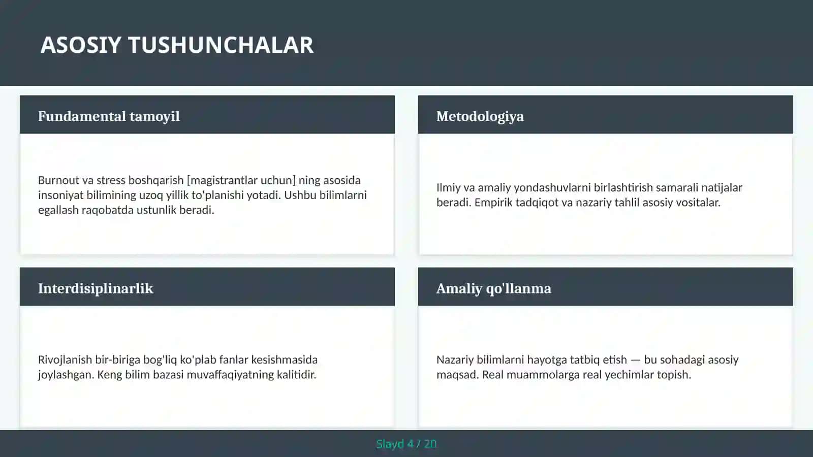 Burnout va stress boshqarish [magistrantlar uchun] 4