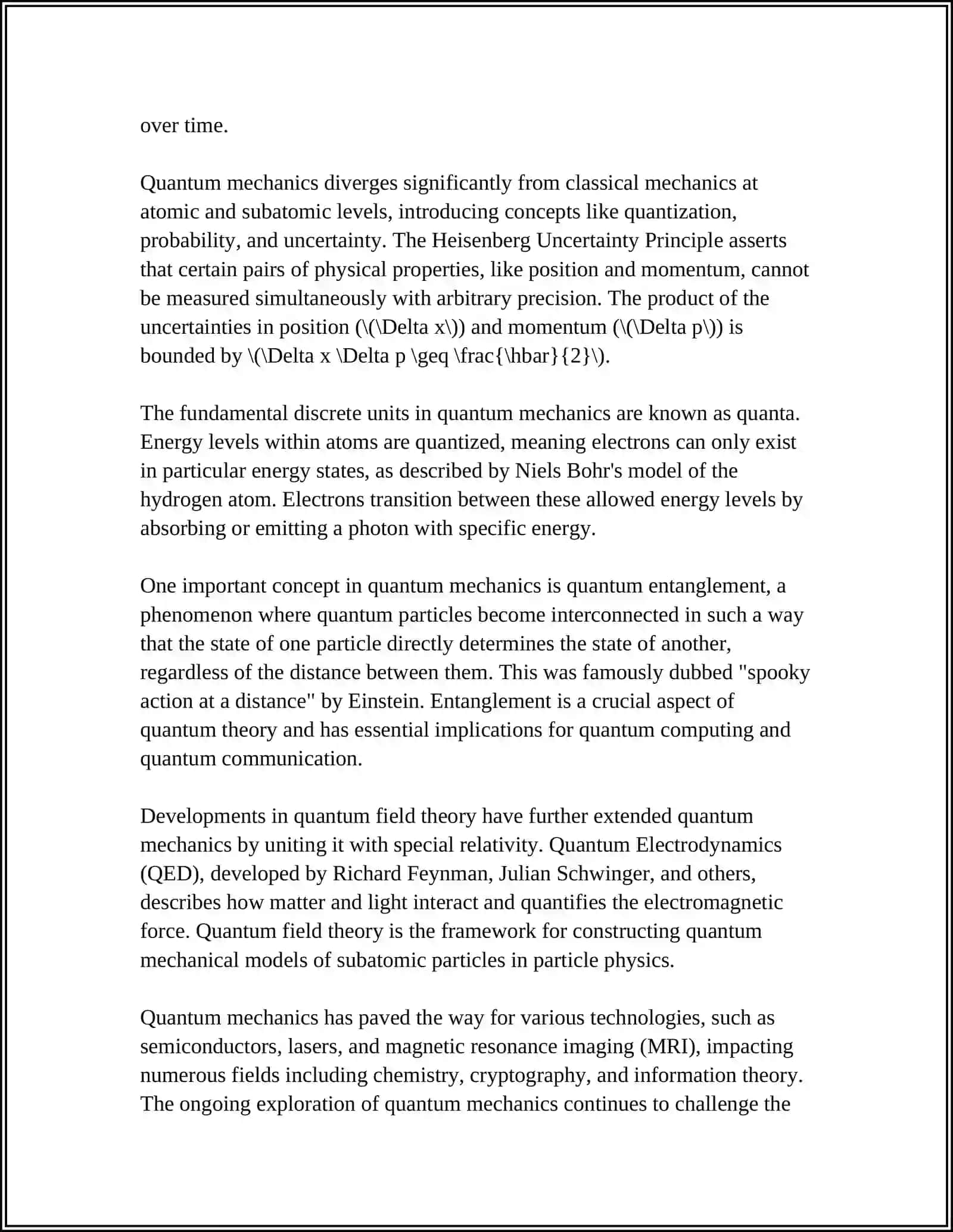 Quantum Mechanics Course 4