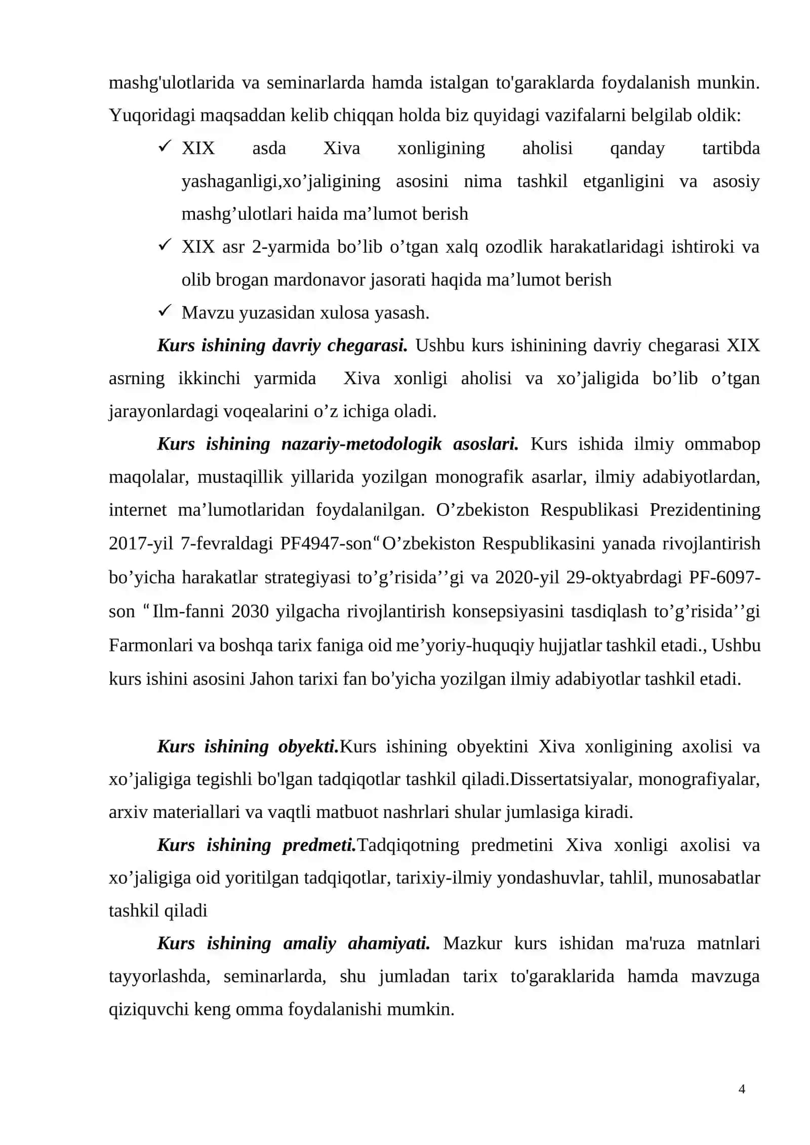XIX asrning ikkinchi yarmida Xiva xonligi aholisi va xo’jaligi 4