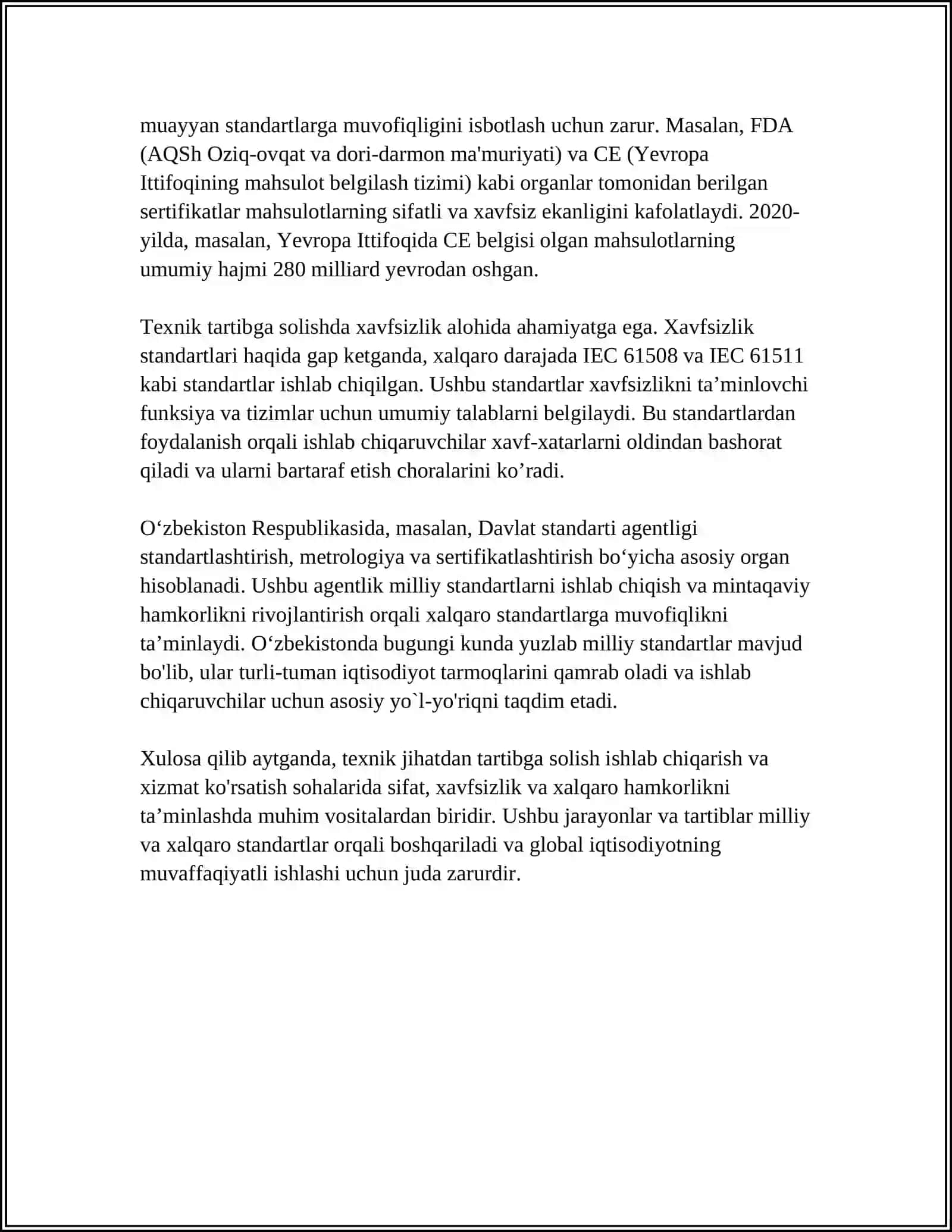 O‘ZBEKISTON RESPUBLIKASINING "TEXNIK JIHATDAN TARTIBGA SOLISH TOʻGʻRISIDA"GI QONUNI 4