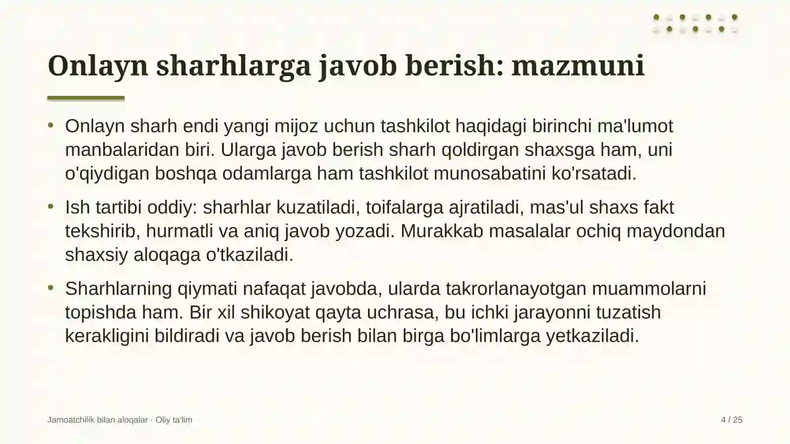 Bolalar turizmida onlayn sharhlarga javob berish 4