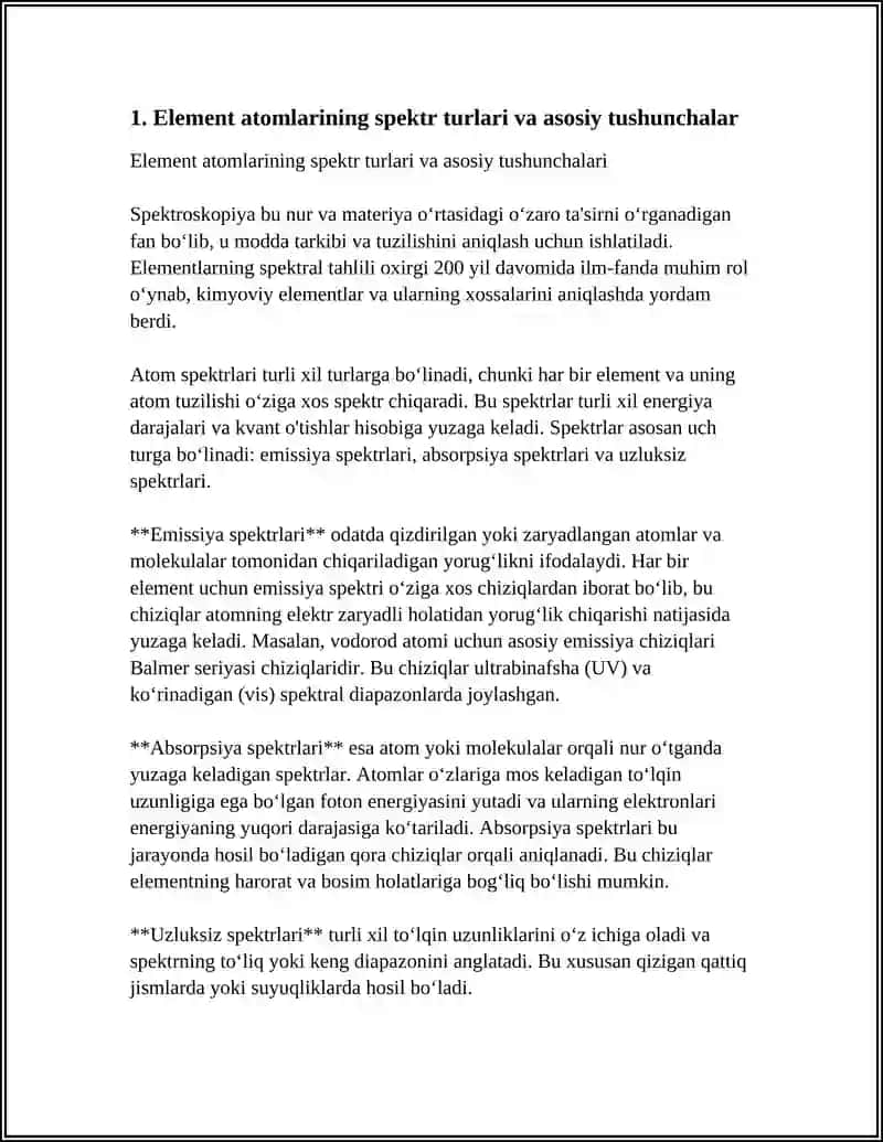 Element atomlarining spektr turlari va asosiy tushunchalar 4