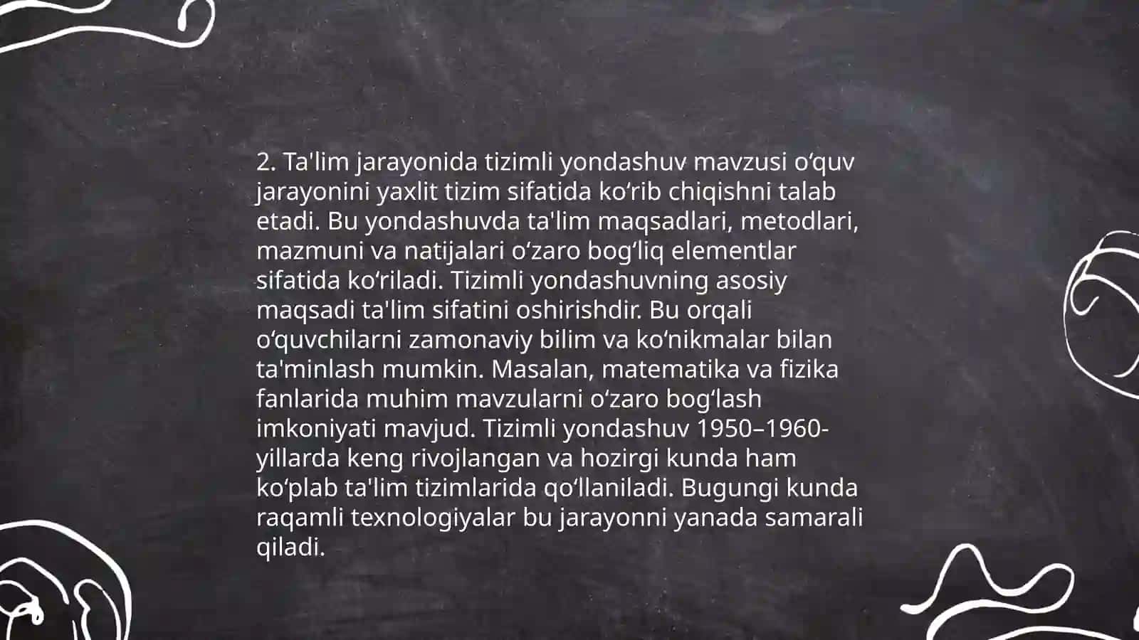 Taʼlim jarayoni yaxlit tizim sifatida. Taʼlim tamoyillari 4