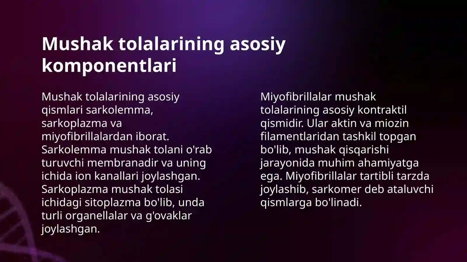 NERV-MUSHAK URCHUQLARINING TUZILISHI VA ISHLASH PRINSIPI. NEYRONLARDA NERV IMPULSLARINI HOSIL BO’LISHI MEXANIZMLARI. NERV TOLALARI BO’YLAB QO’ZG’ALISHNING O’TISH MEXANIZMI. NERV TOLASINING DEGENERATSIYASI VA REGENERATSIYASI 4
