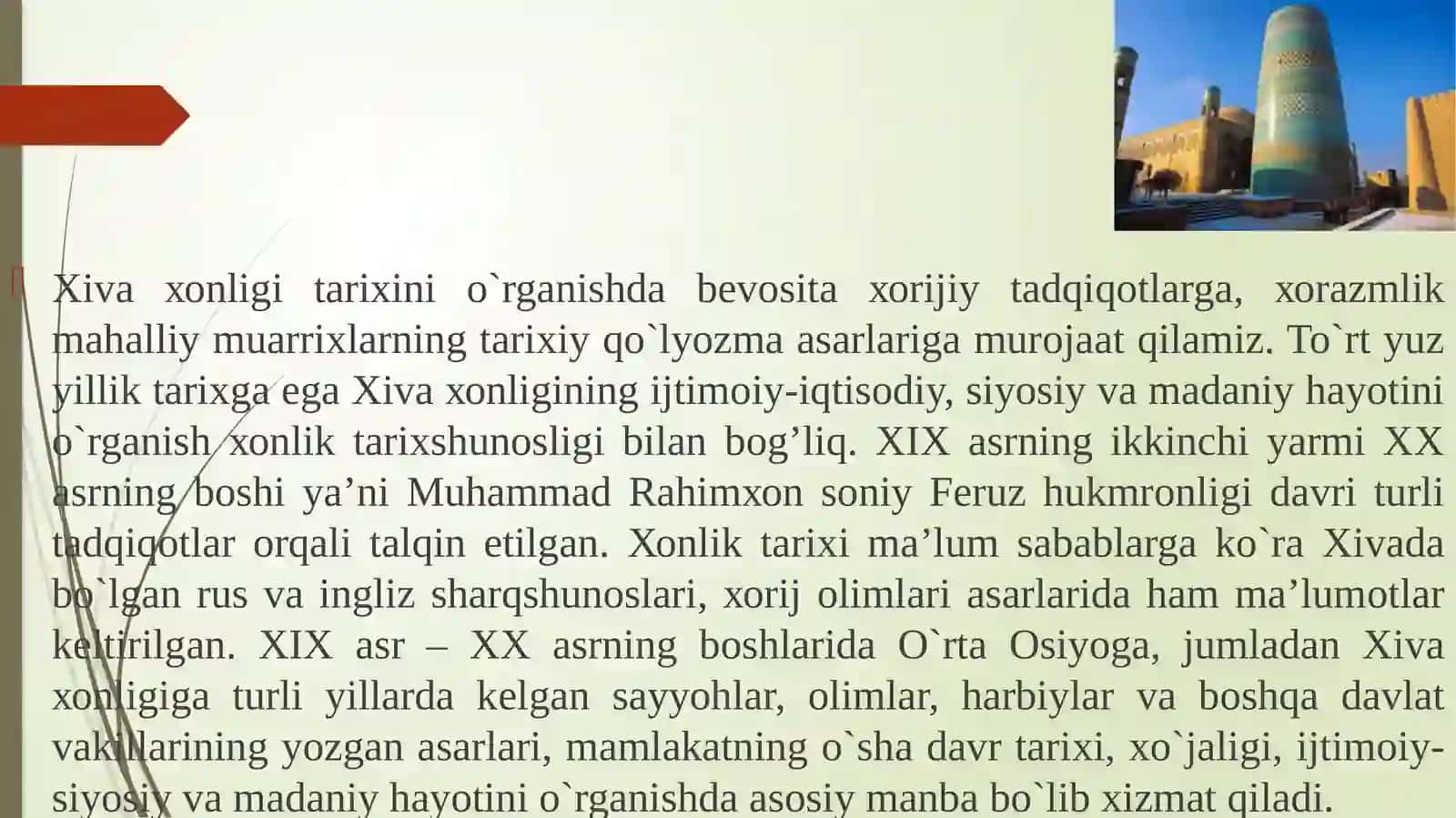 XVII ASR IKKINCHI YARMI - XIX ASROʻRTALARIDAXIVA XONLIGI 4
