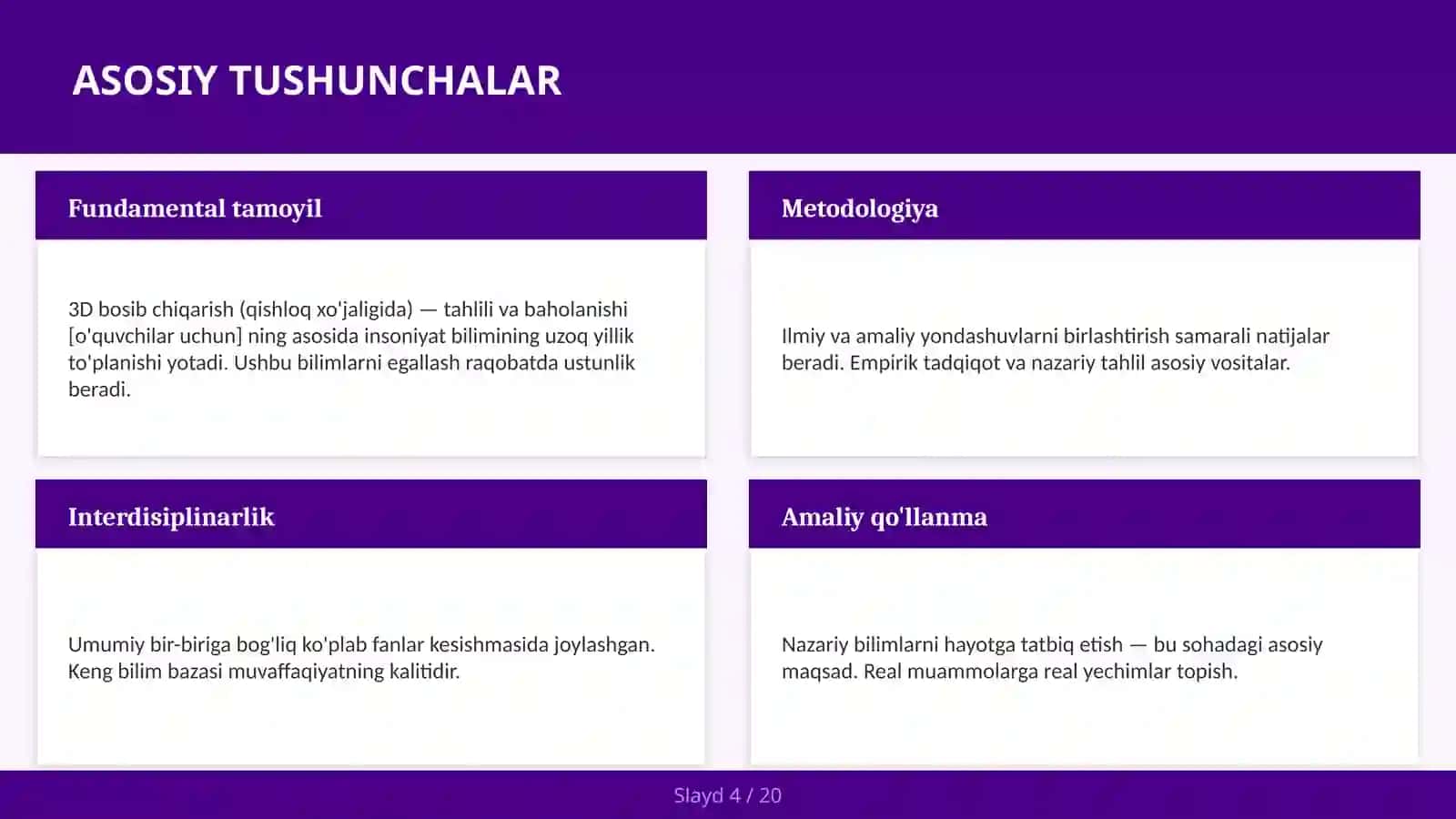 3D BOSIB CHIQARISH (QISHLOQ XO'JALIGIDA) — TAHLILI VA BAHOLANISHI [O'QUVCHILAR UCHUN] 4