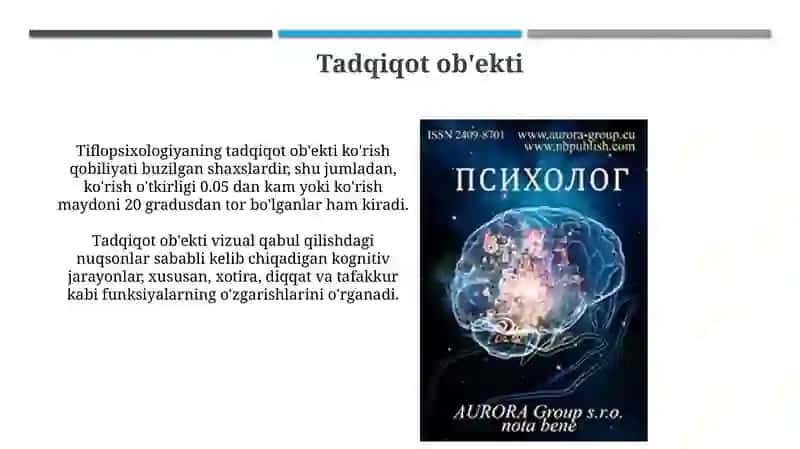 Tiflopsixologiya fani vazifalari va xususiyatlari 4