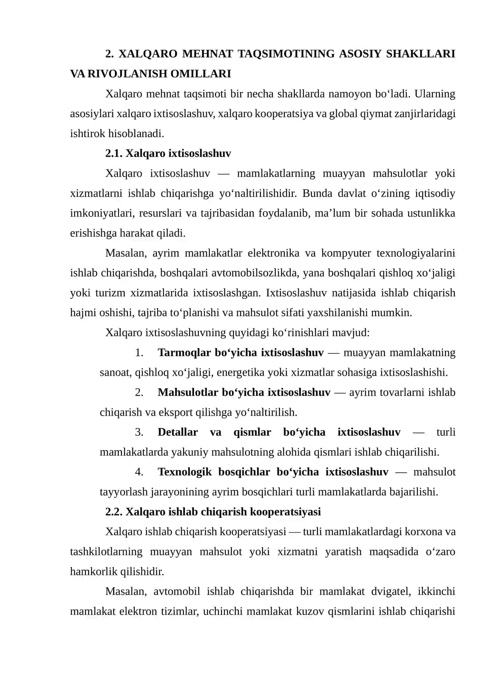 XALQARO MEHNAT TAQSIMOTI VA UNING AFZALLIKLARI 4