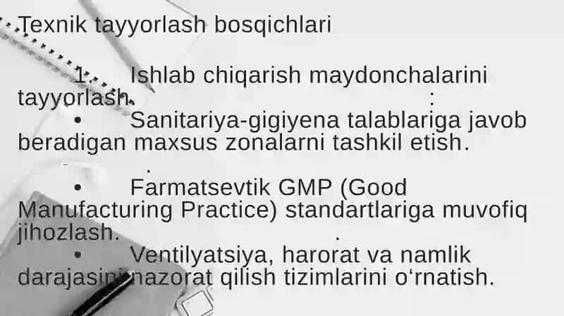 Farmatsevtik ishlab chiqarishni texnik tayyorlash 4