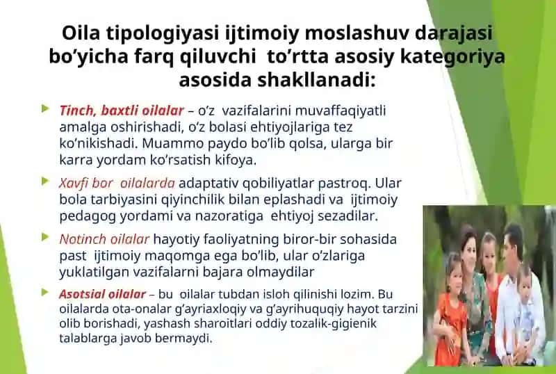 MA`RUZA.OILADA OLIB BORILADIGAN IJTIMOIY-PEDAGOGIK FAOLIYAT 4