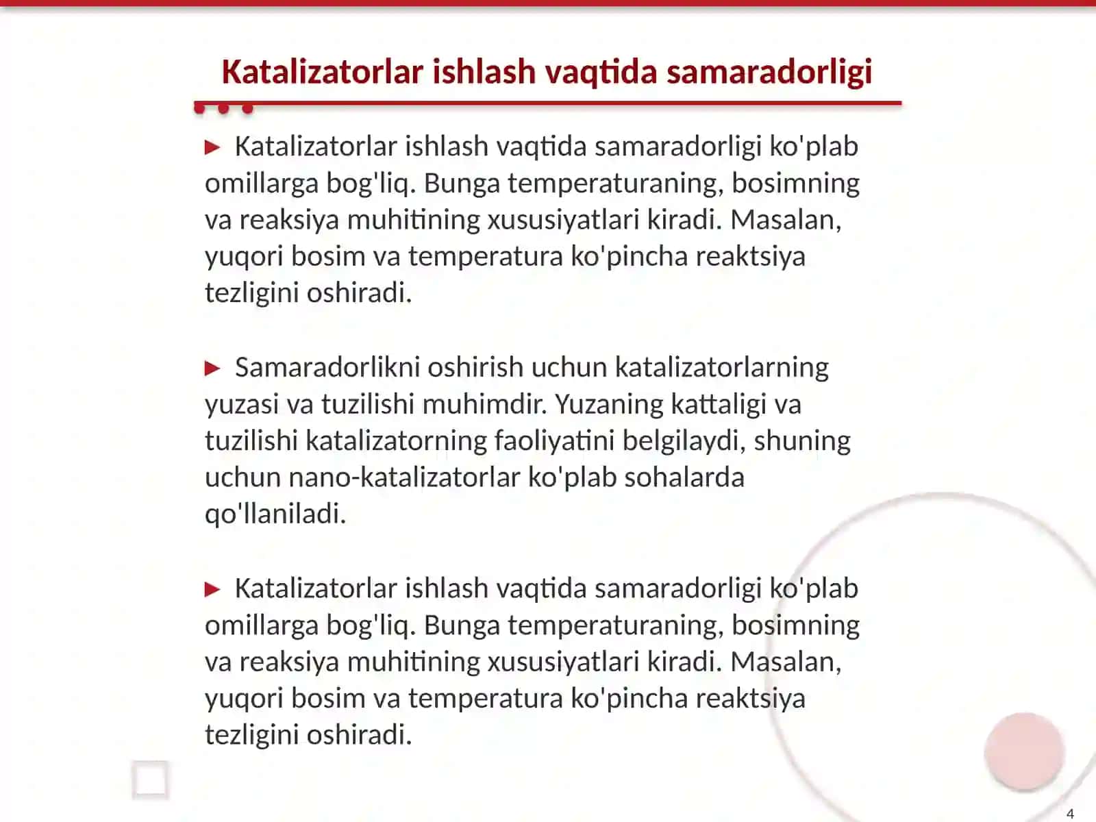 Katalizatorlarning turlari va xususiyatlari 4