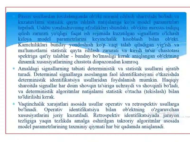 Modellarning turlari, modelni identifikatsiyalash, optimallash 4