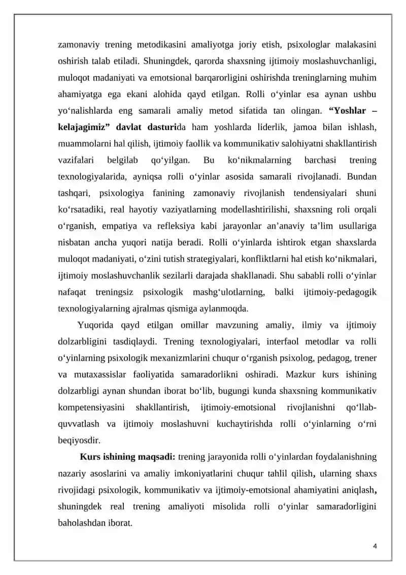 TRENINGDA ROLLI O’YINLARNING AHAMIYATI 4