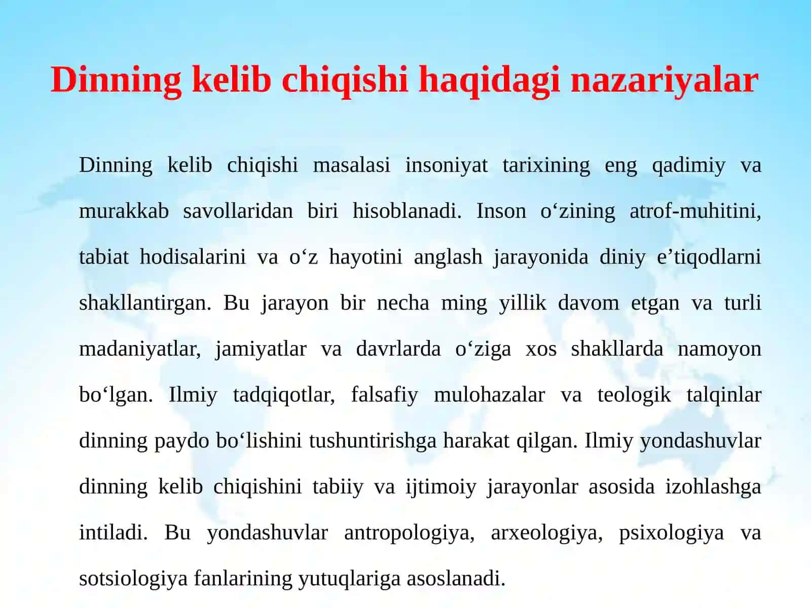 Dinning kelib chiqishi va ibtidoiy dinlar 4